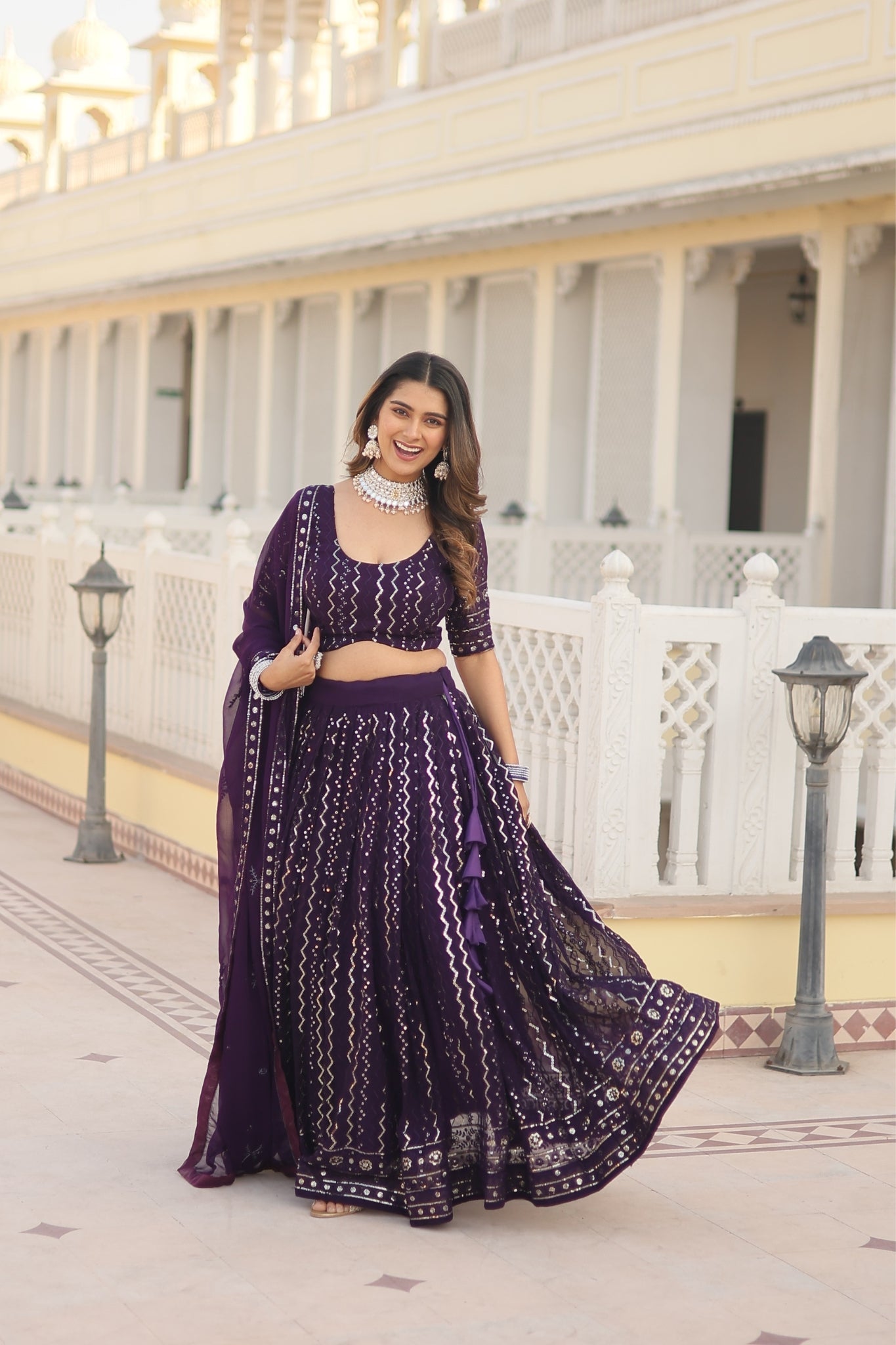 Thread Stunning Sequins Embroidered Lehenga Choli