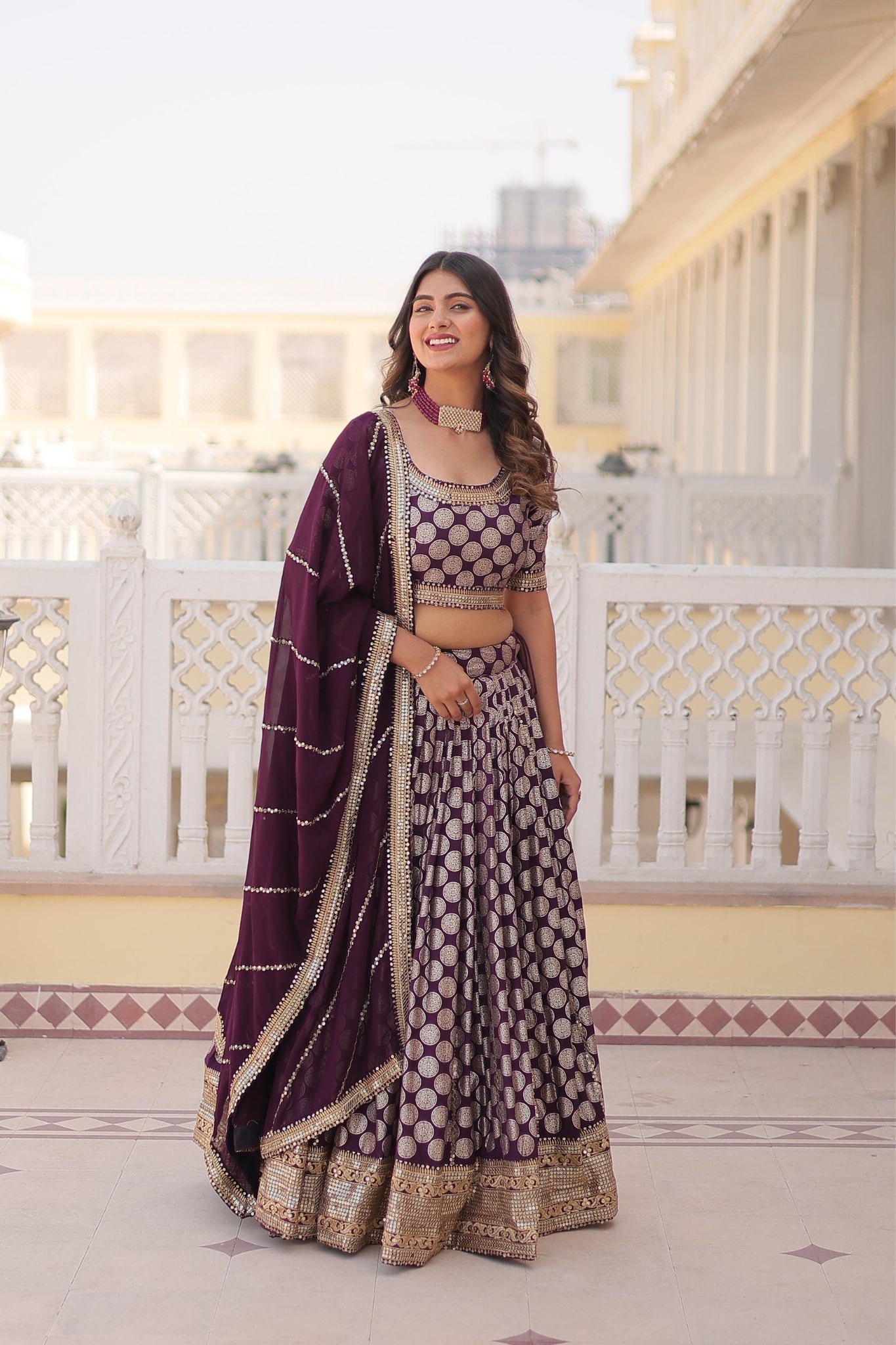 Pure Viscose Jacquard With  Embroidered Lehenga Choli For Women