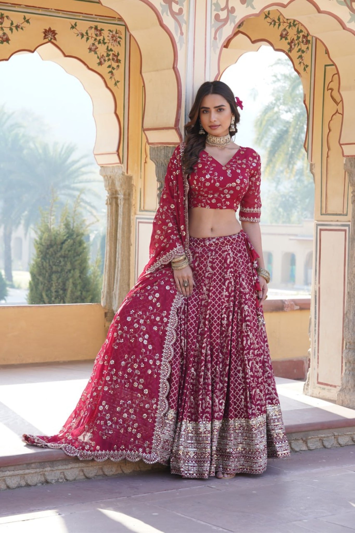 Designer Pure Viscose Jacquard Stylish Lehenga Choli