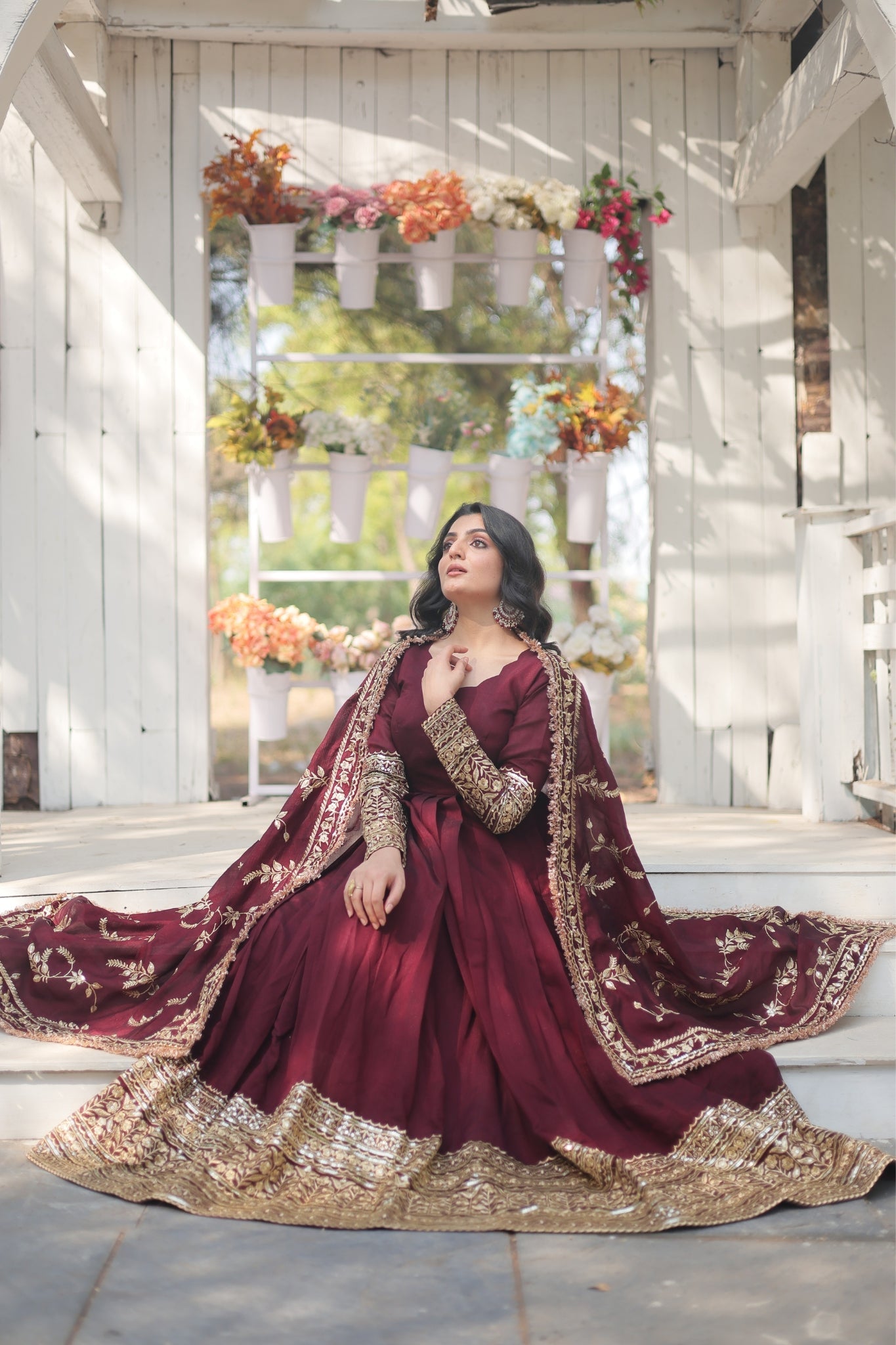 Dark Maroon Stunning Sequins Embroidered Anarkali Set