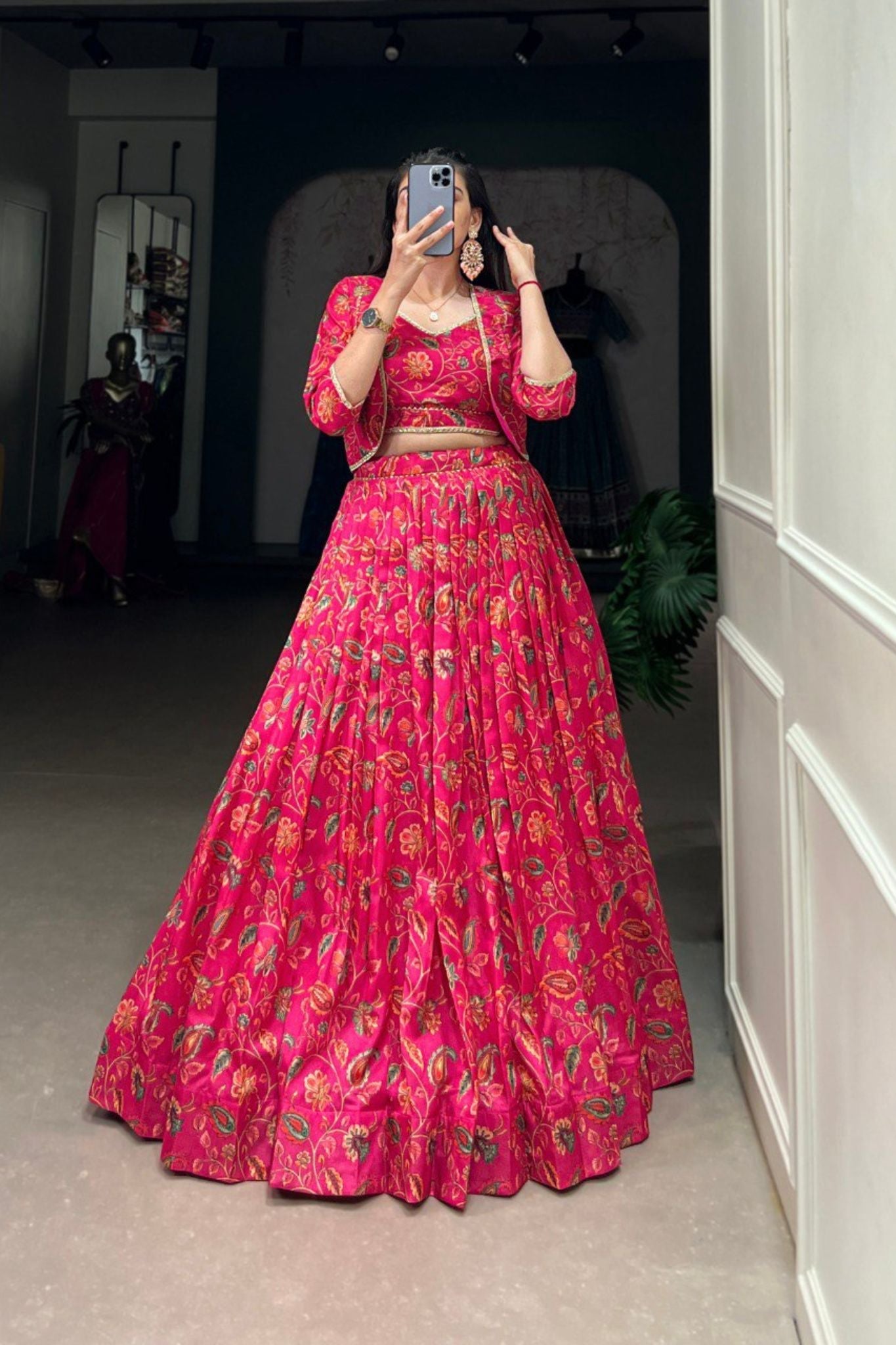 Embrace Printed Pink Elegance Wedding Lehenga