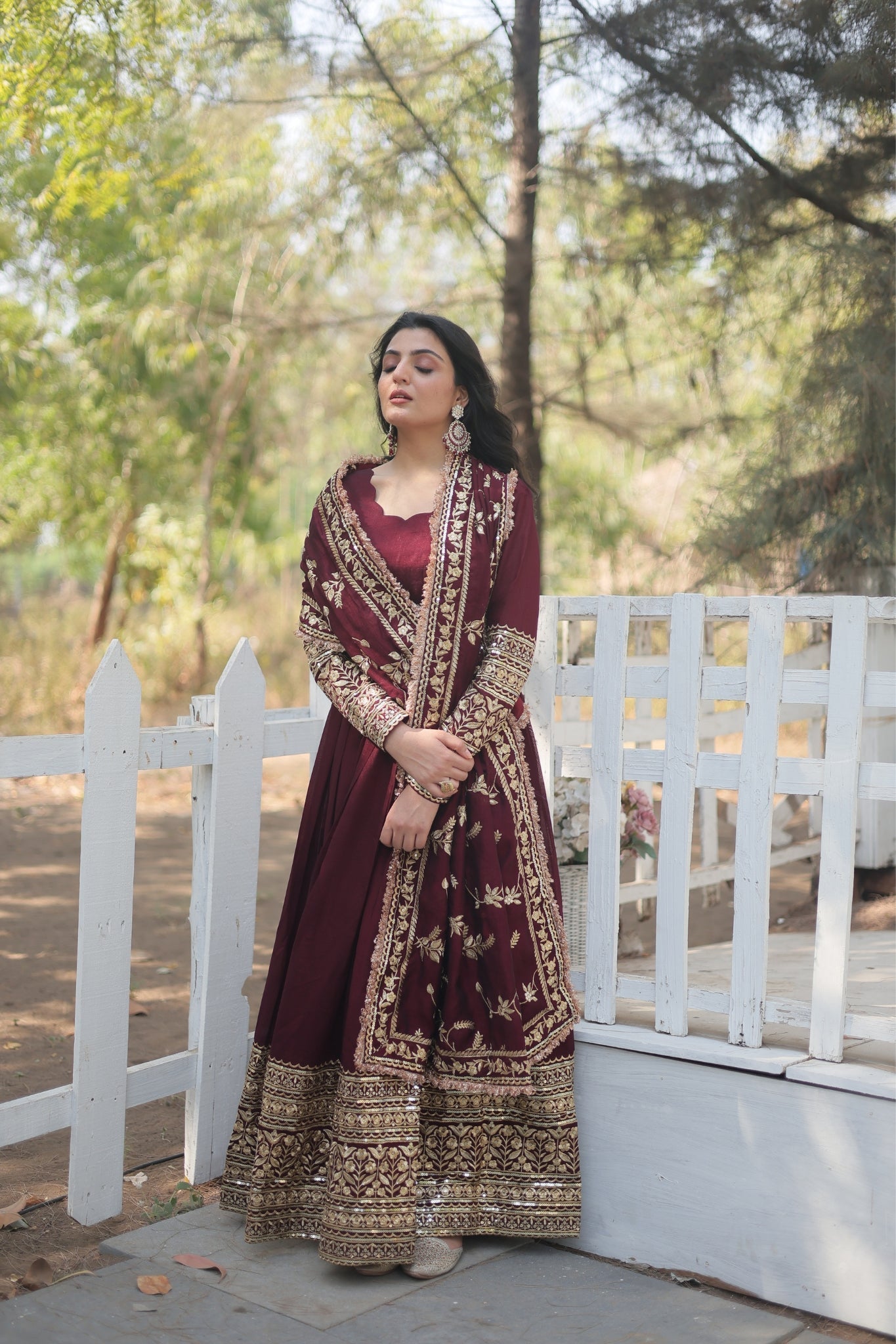 Dark Maroon Stunning Sequins Embroidered Anarkali Set