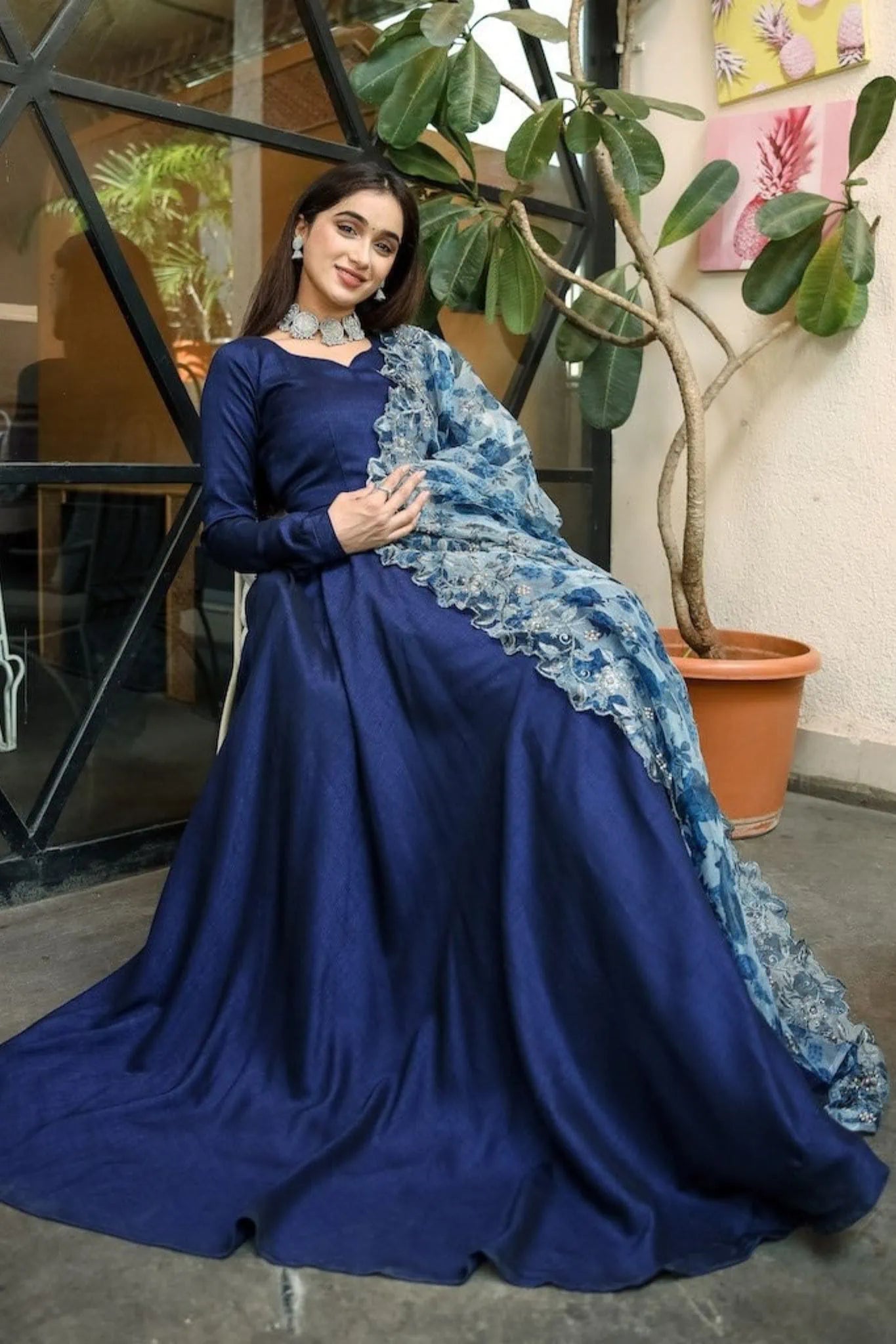 Navy blue colour dress 2025