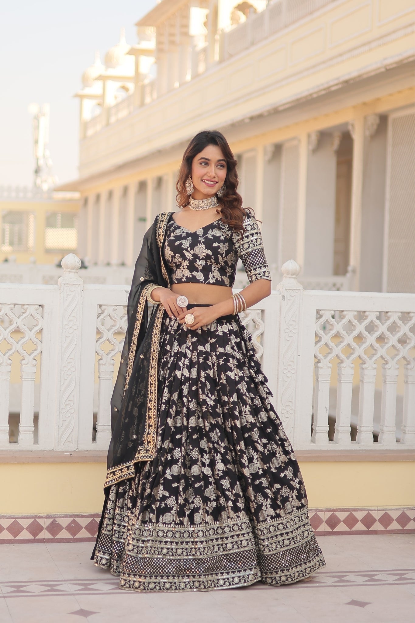 Pure Viscose Stylish Designer Jacquard Lehenga Choli