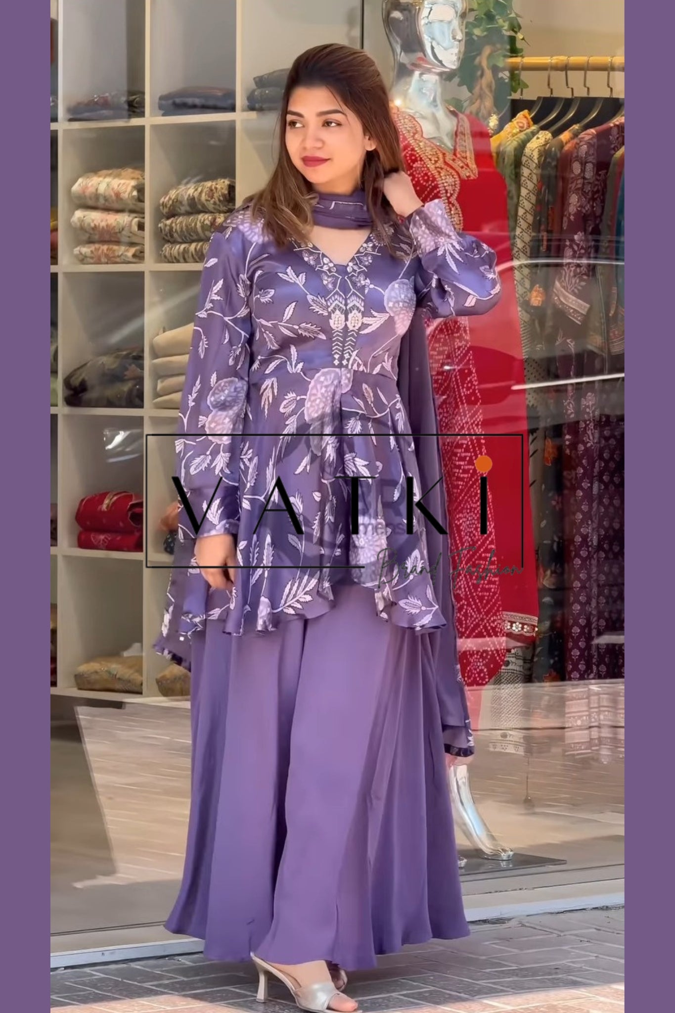 Purple Designer Stylish Sharara Set