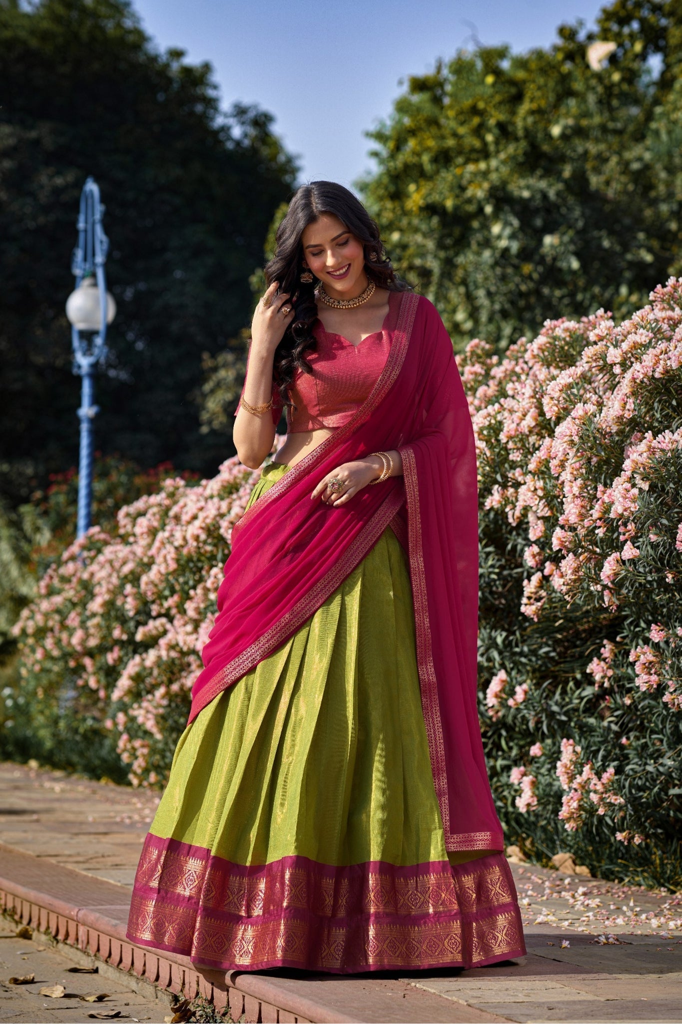 South Style Kanchipuram Silk Lehenga Choli