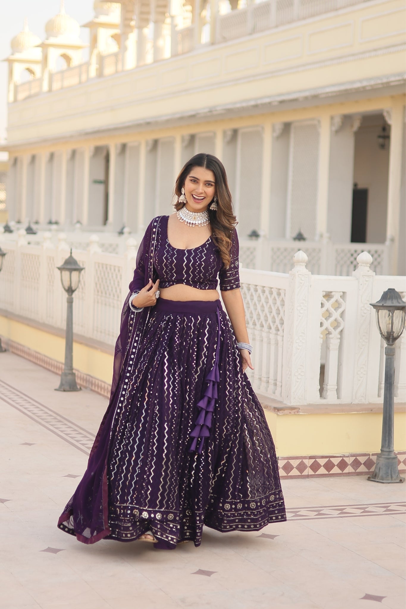 Thread Stunning Sequins Embroidered Lehenga Choli