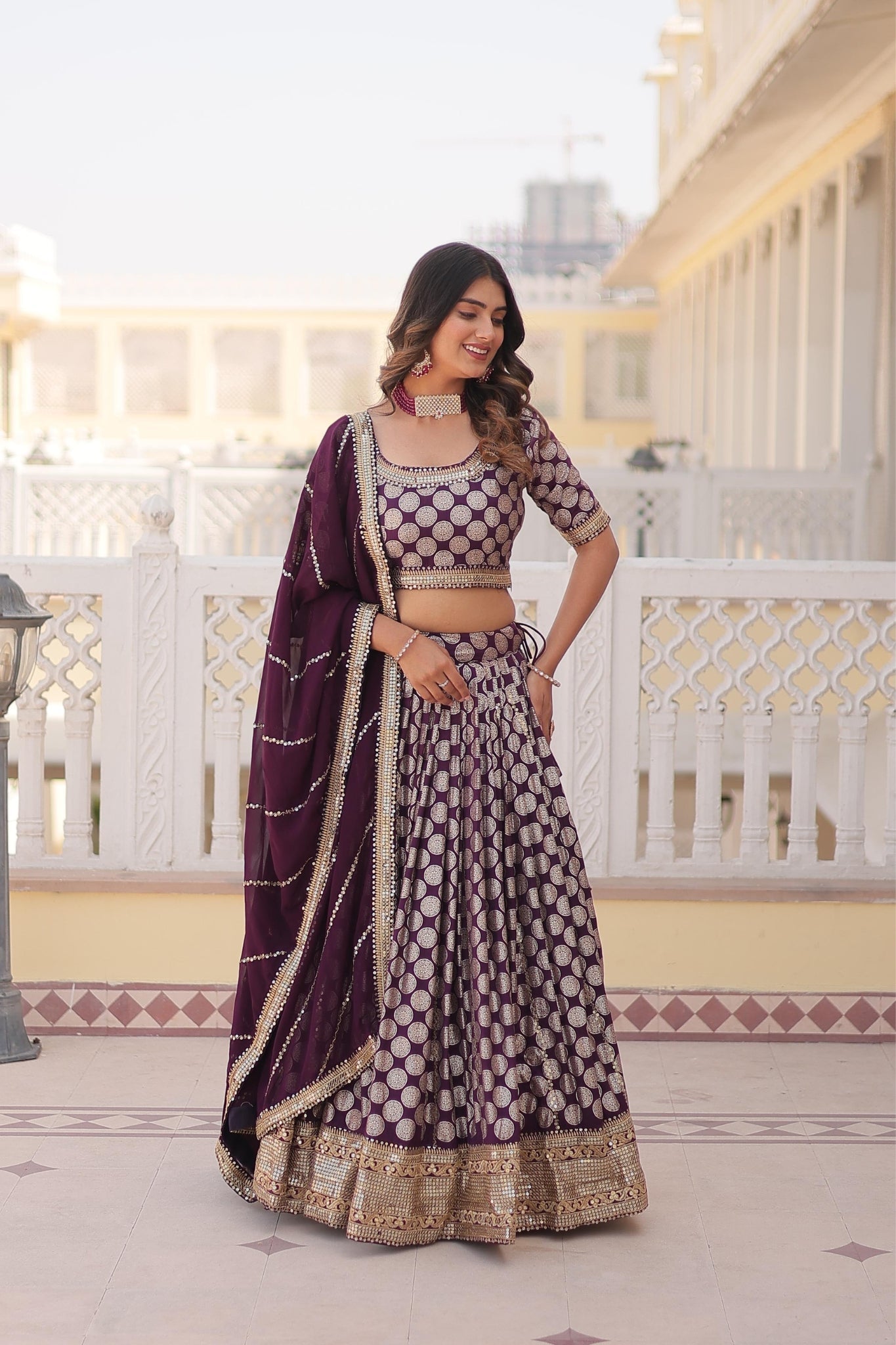 Pure Viscose Jacquard With  Embroidered Lehenga Choli For Women