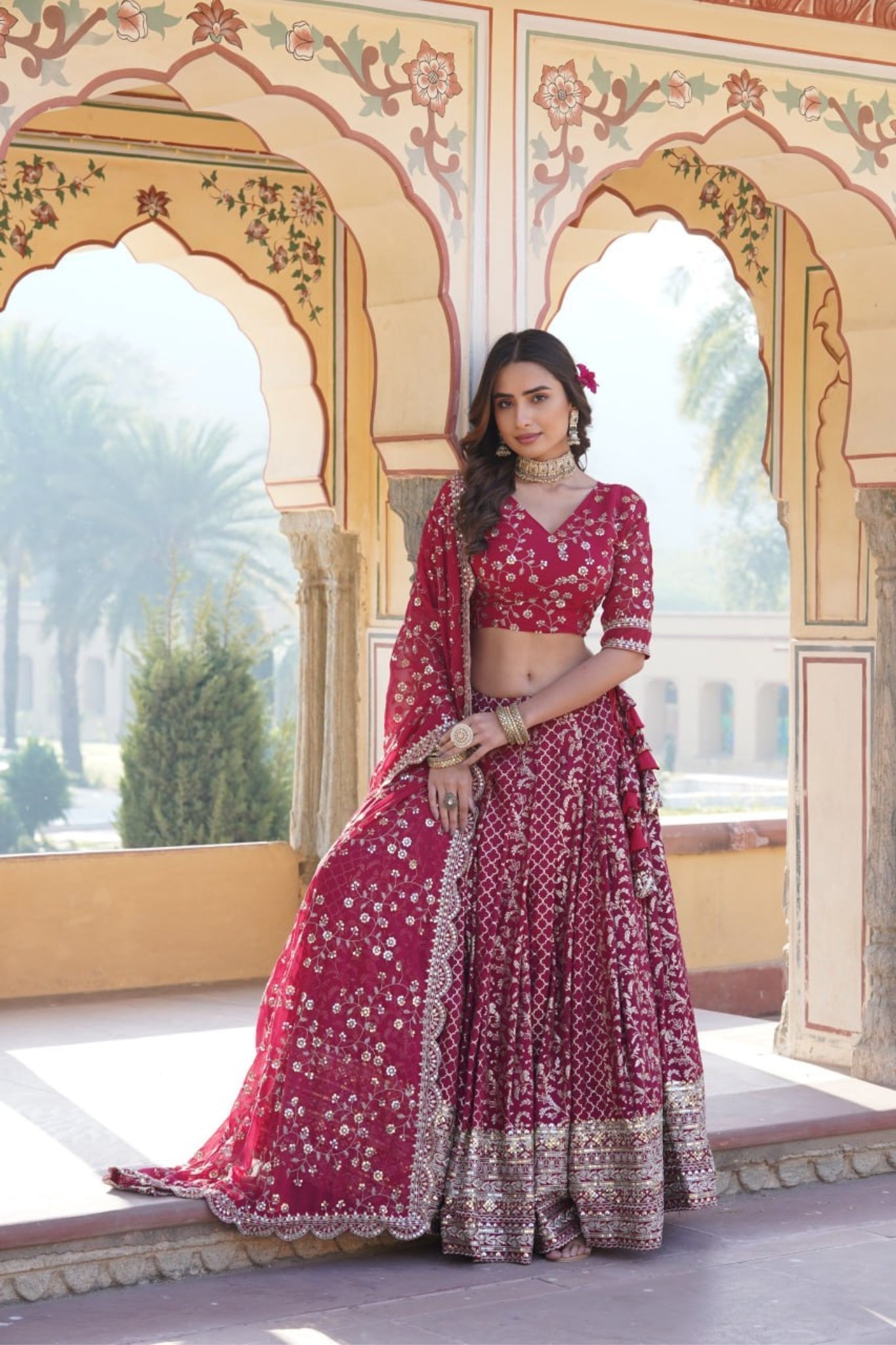 Designer Pure Viscose Jacquard Stylish Lehenga Choli