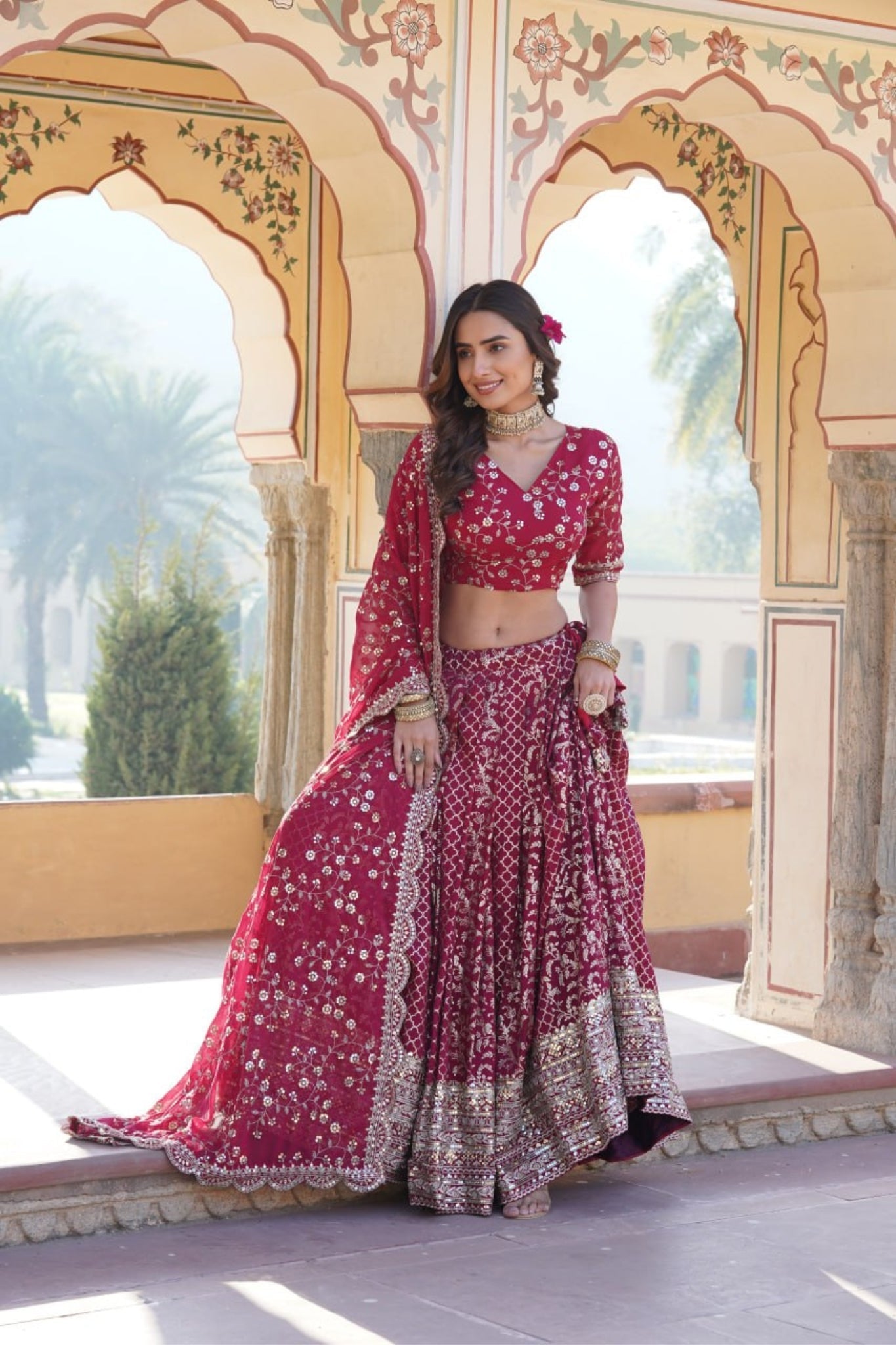 Designer Pure Viscose Jacquard Stylish Lehenga Choli