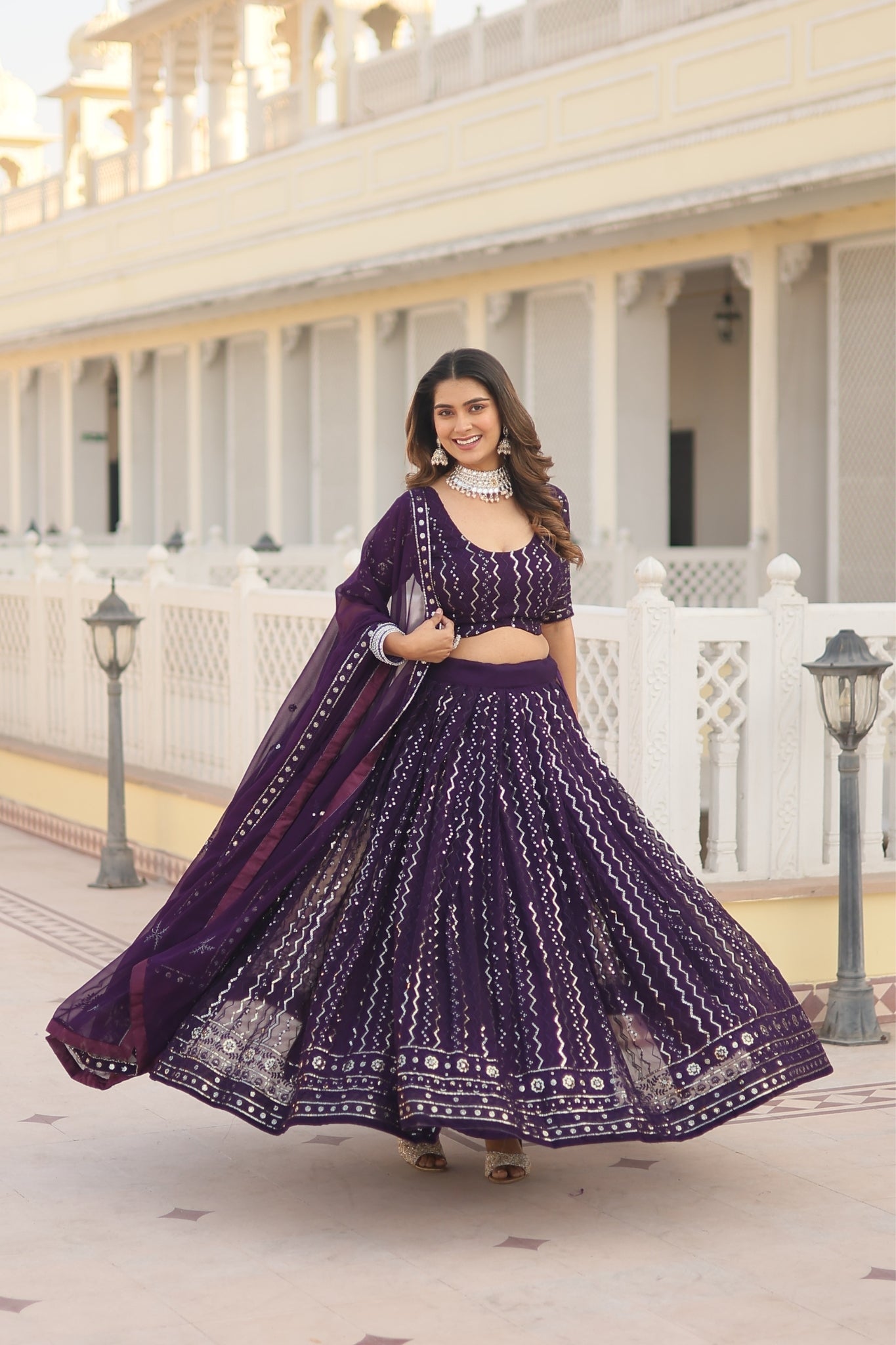 Thread Stunning Sequins Embroidered Lehenga Choli