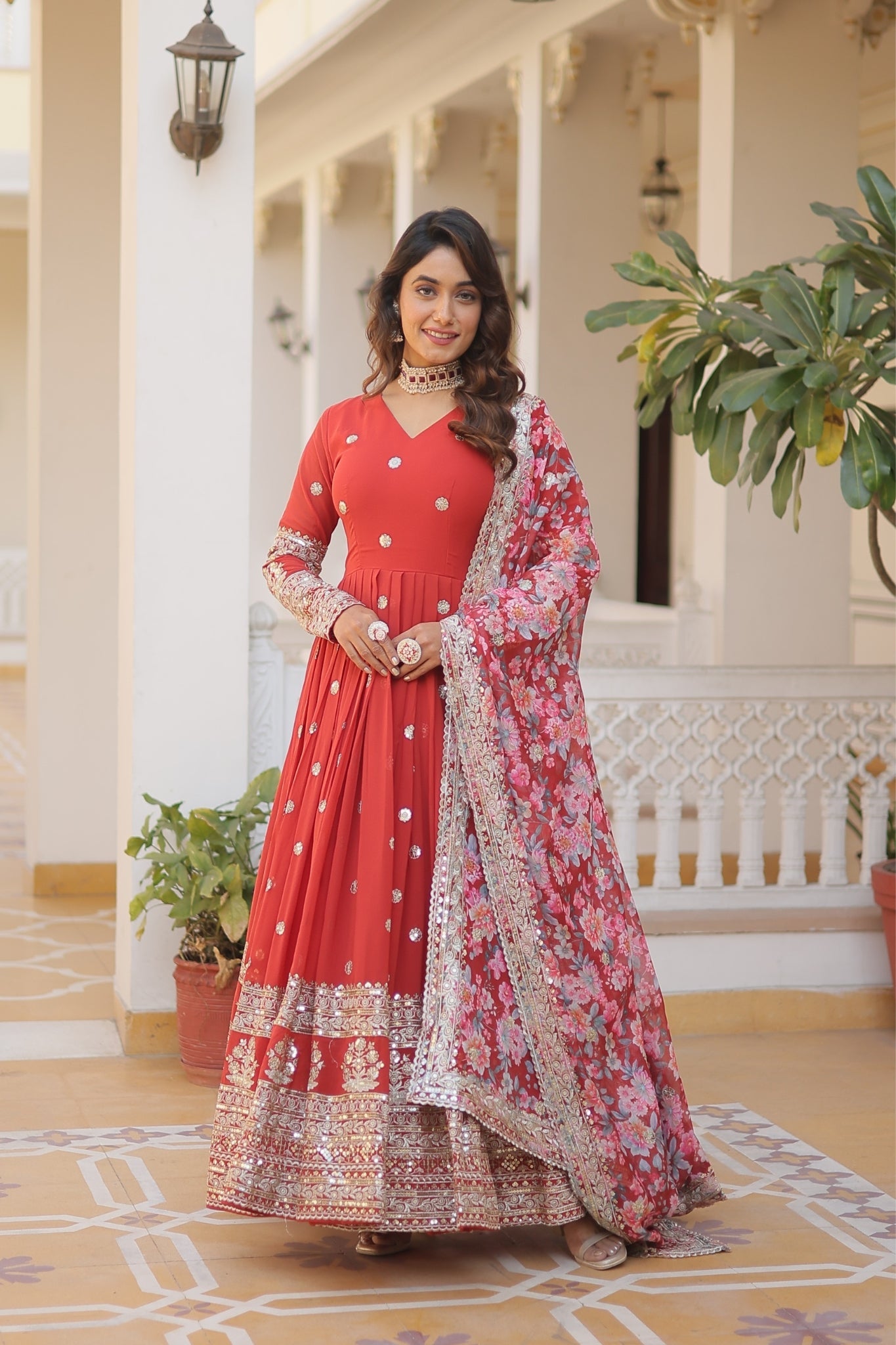 Stylish Beautiful Designer Women Gown With Dupatta Set