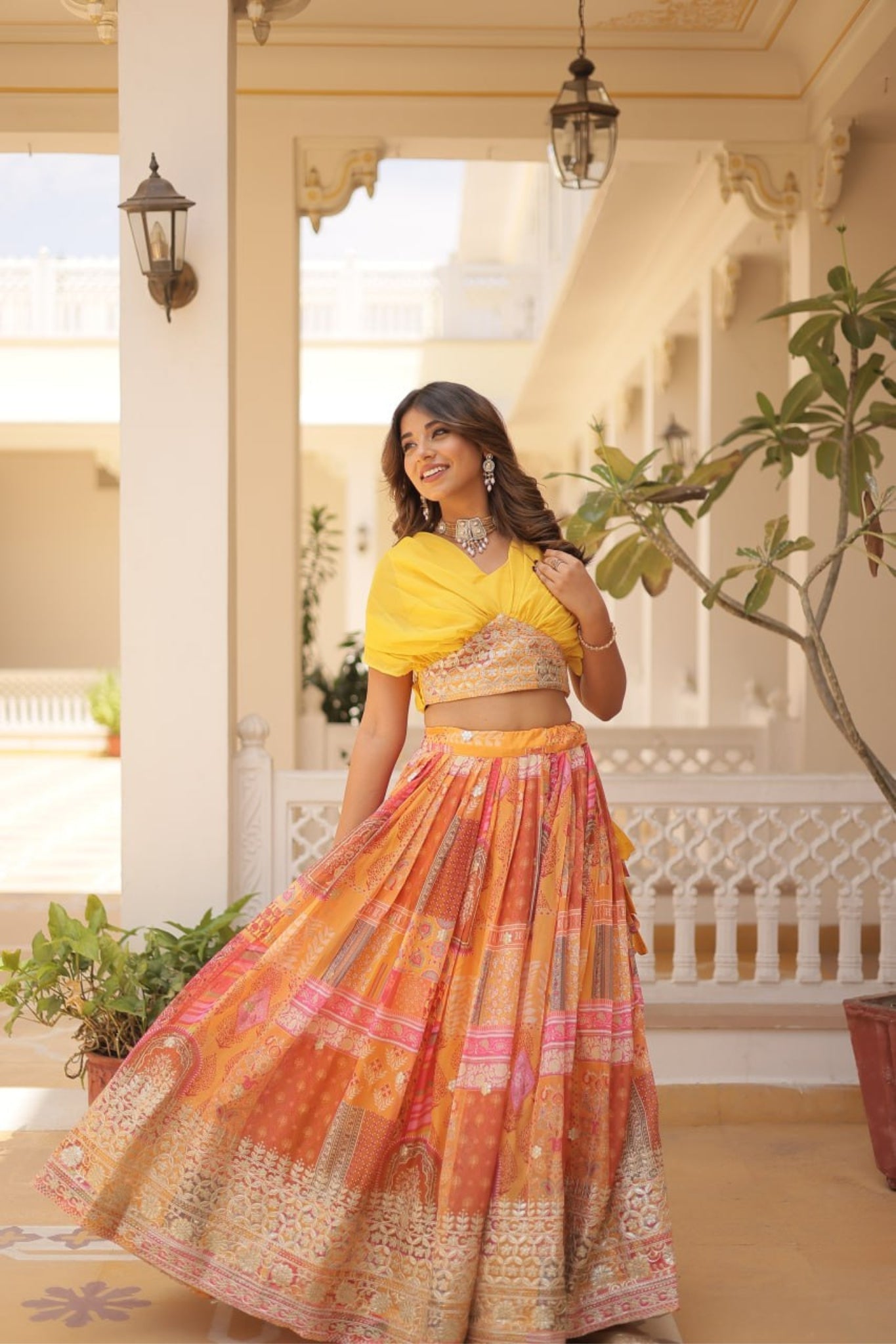 Stylish Printed With Foil Embroidery Work Lehenga Choli