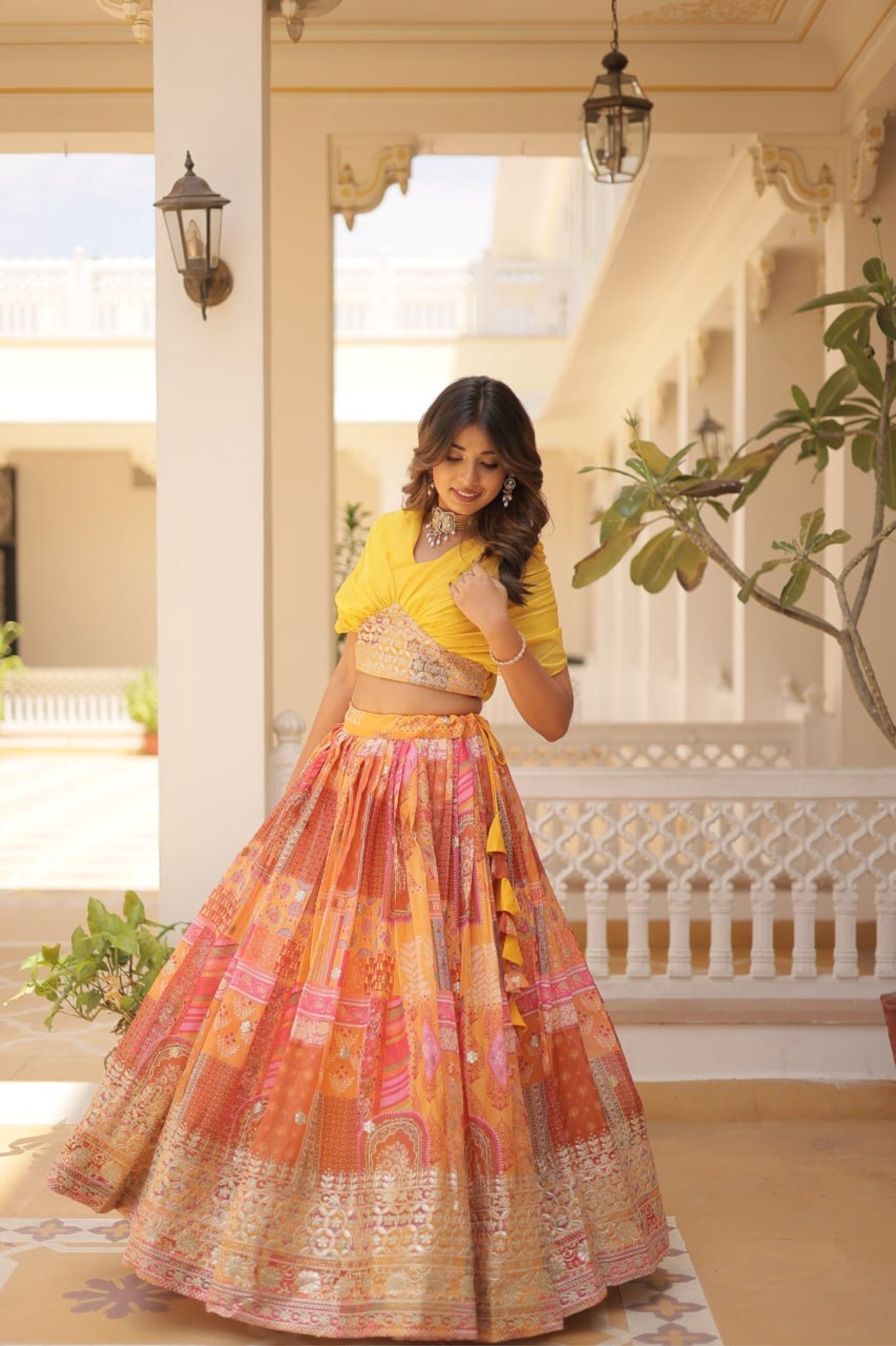 Stylish Printed With Foil Embroidery Work Lehenga Choli