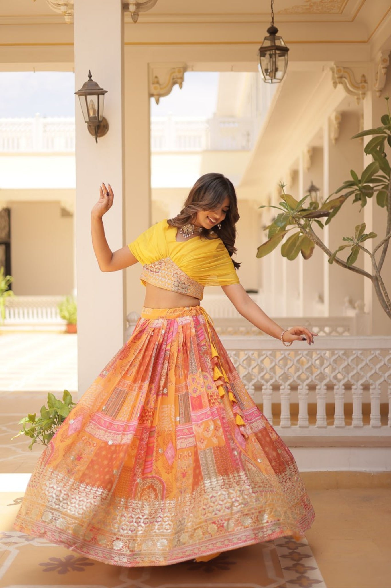 Stylish Printed With Foil Embroidery Work Lehenga Choli