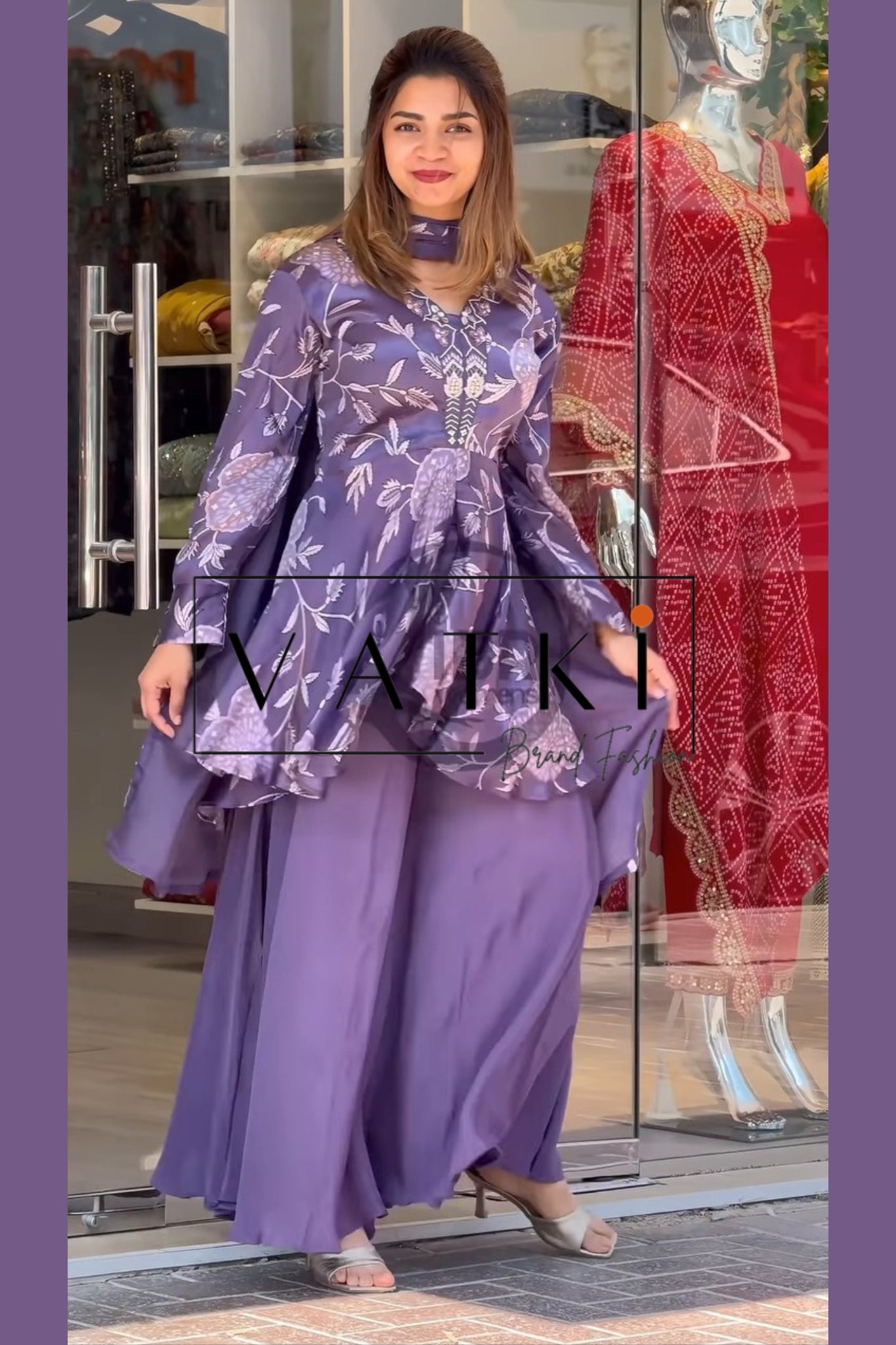 Purple Designer Stylish Sharara Set