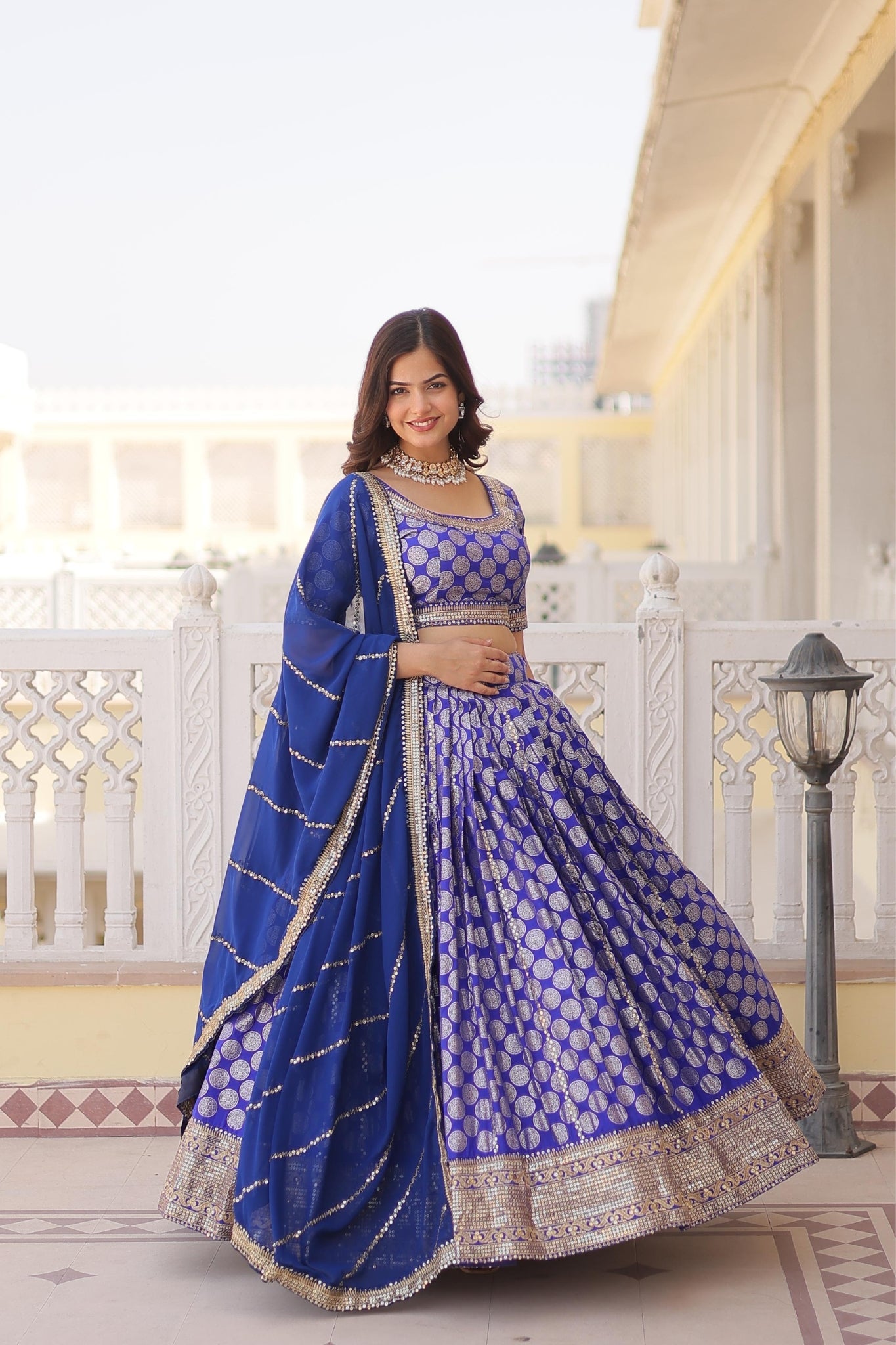 Pure Viscose Jacquard With  Embroidered Lehenga Choli For Women