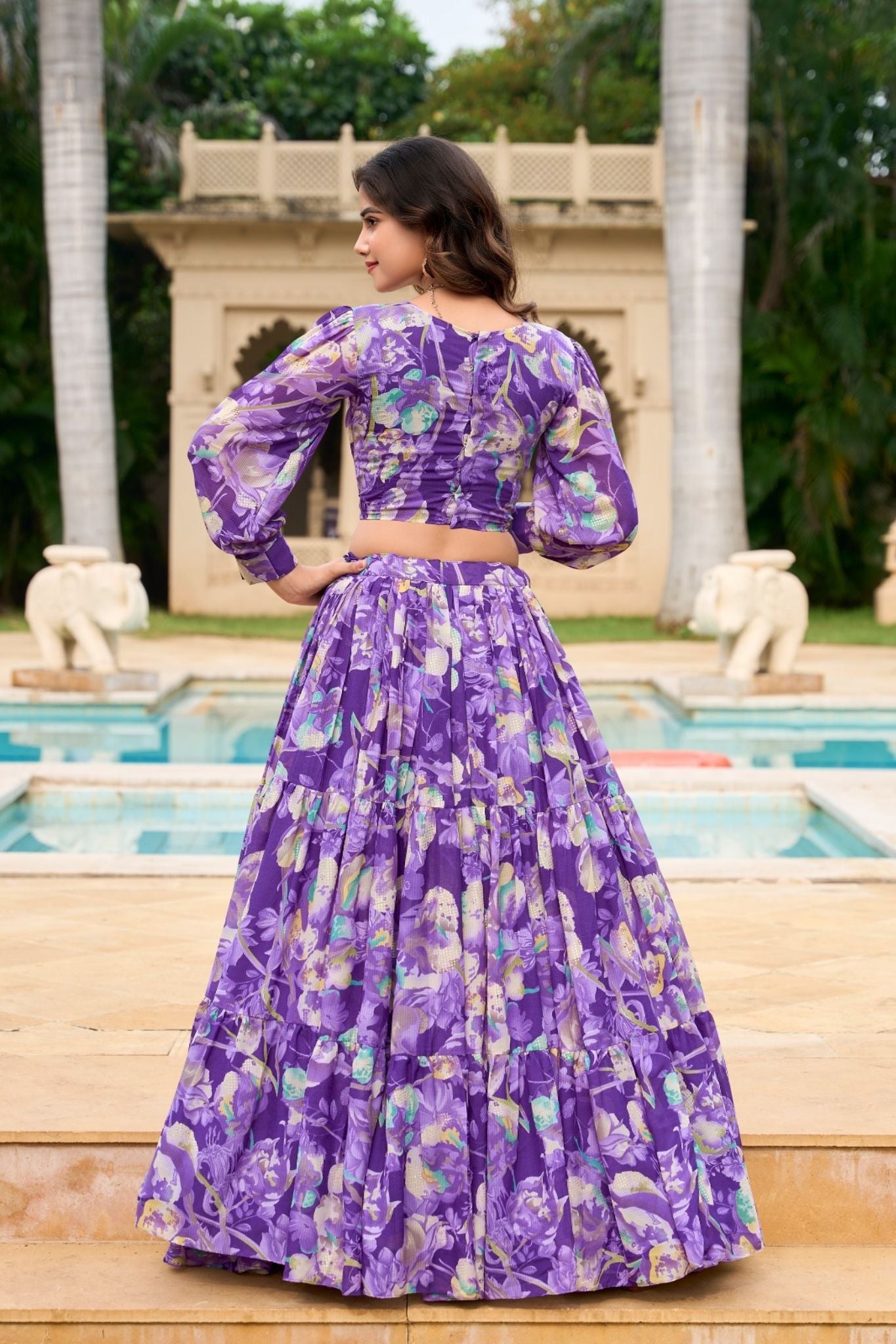 Flower Designer Georgette Floral Printed Co-Ord Set