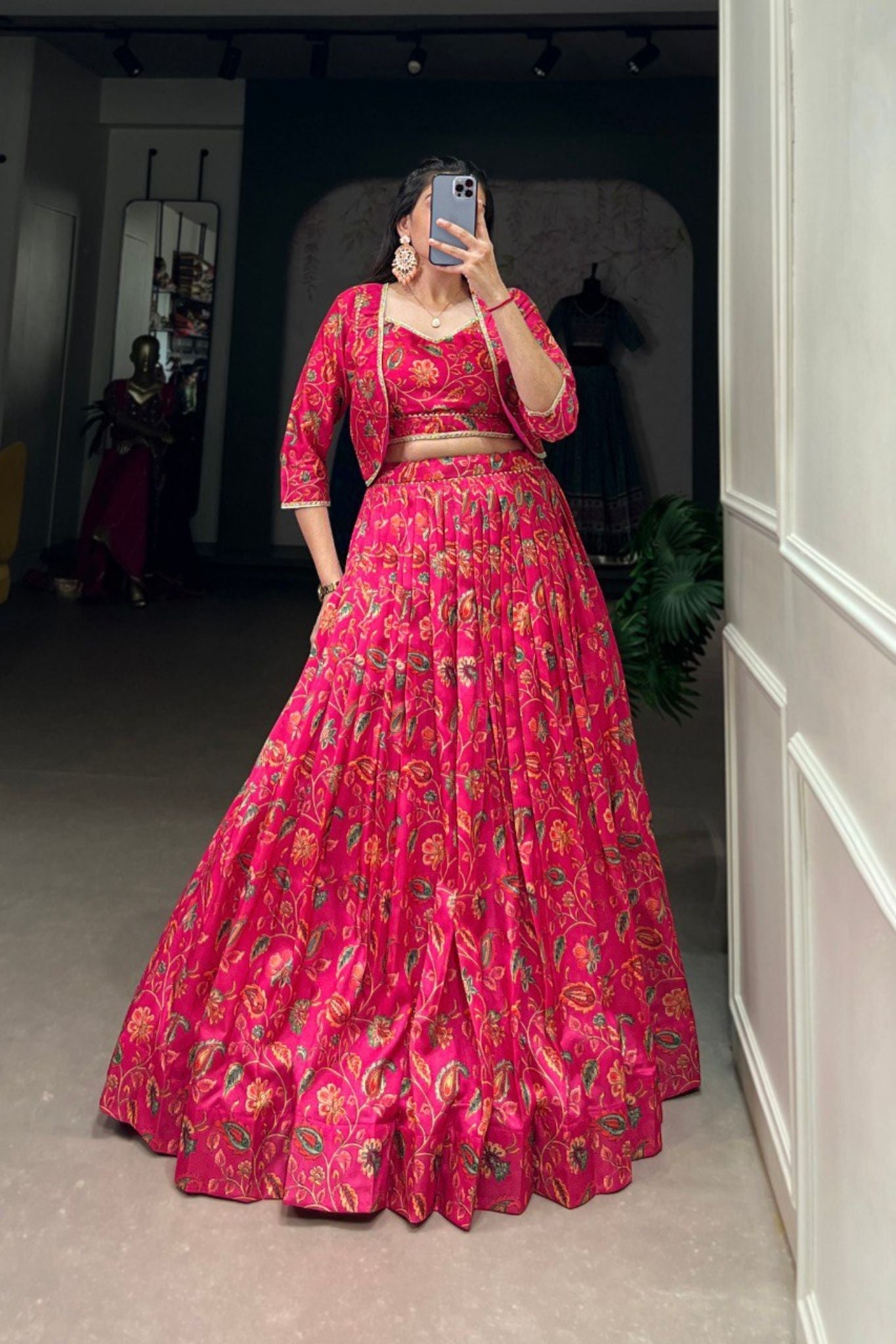 Embrace Printed Pink Elegance Wedding Lehenga