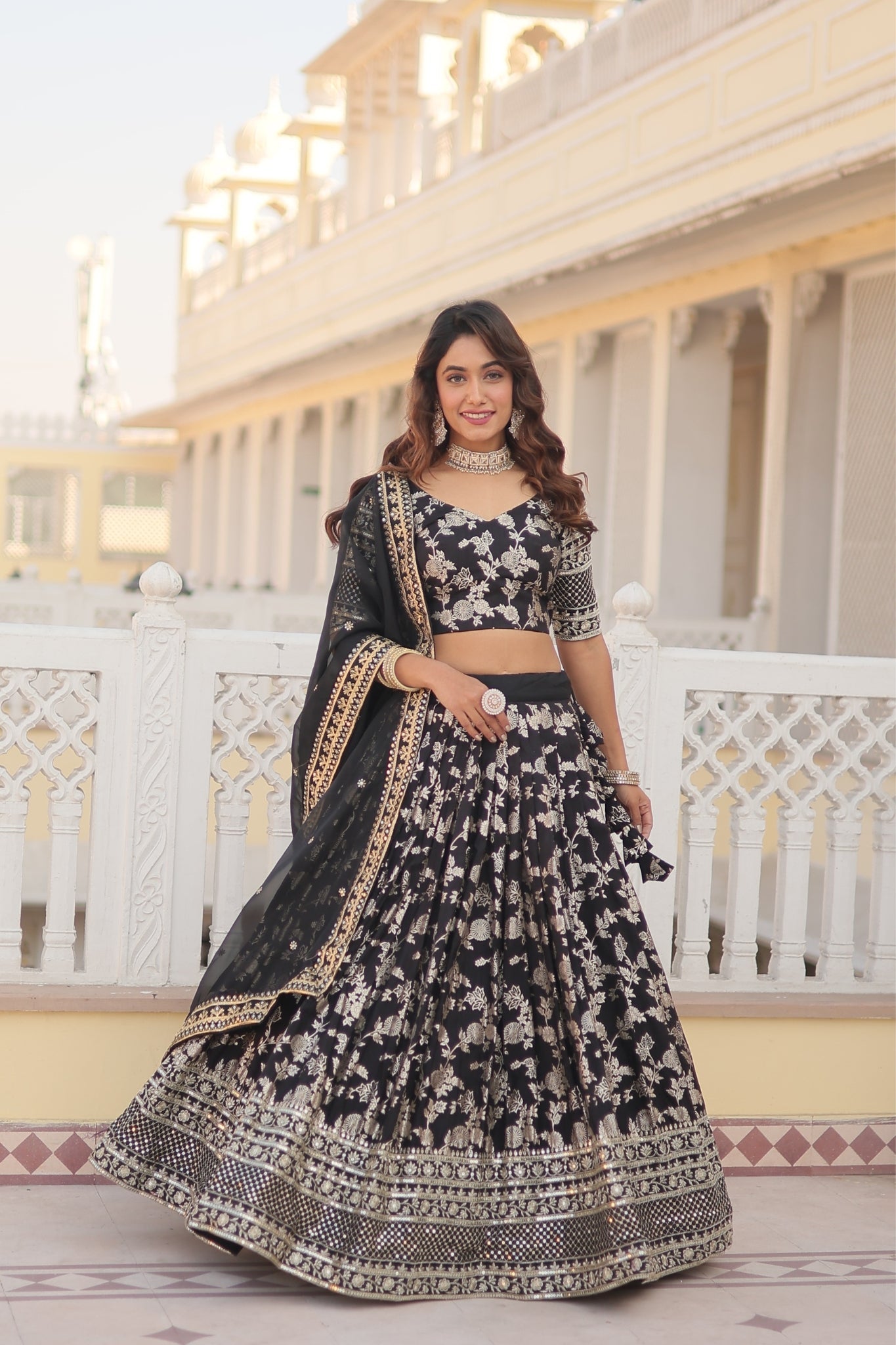 Pure Viscose Stylish Designer Jacquard Lehenga Choli