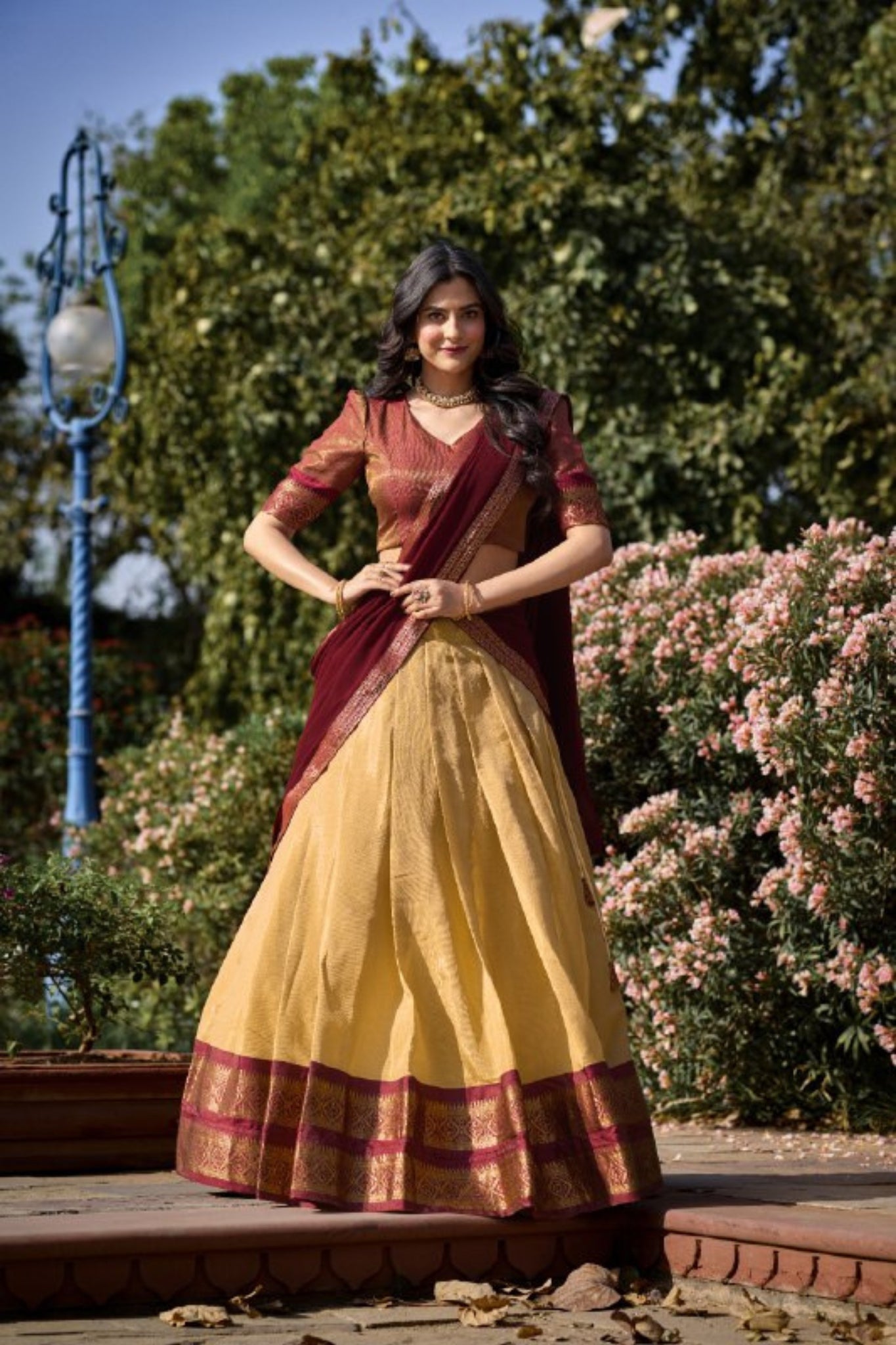 South Style Kanchipuram Silk Lehenga Choli