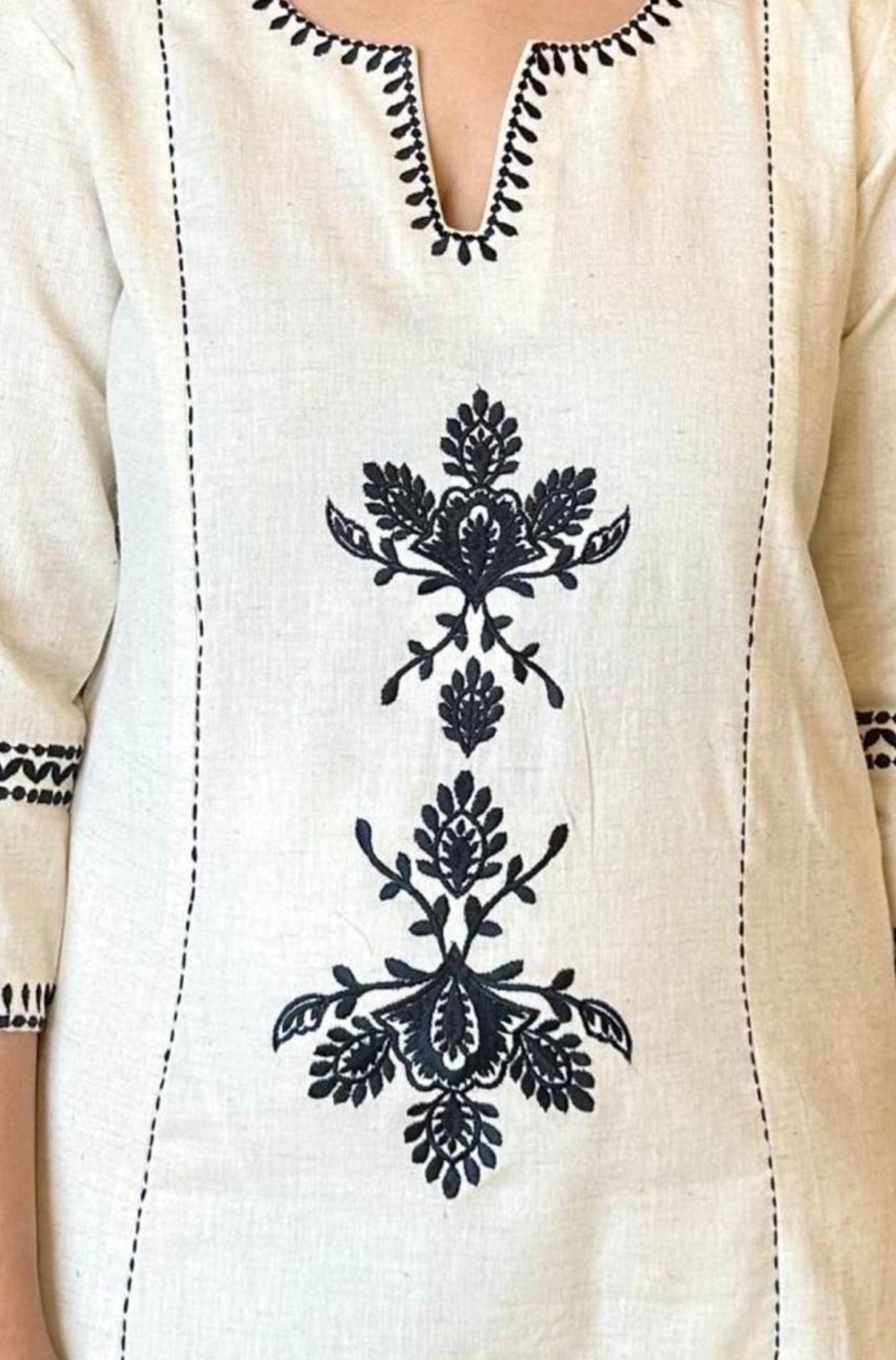 White Color Embroidery Work Kurta Pant