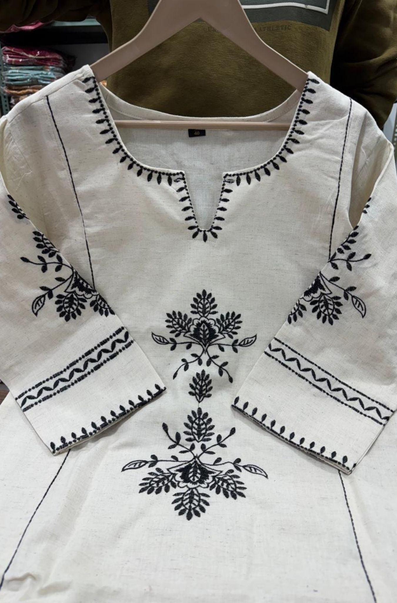 White Color Embroidery Work Kurta Pant