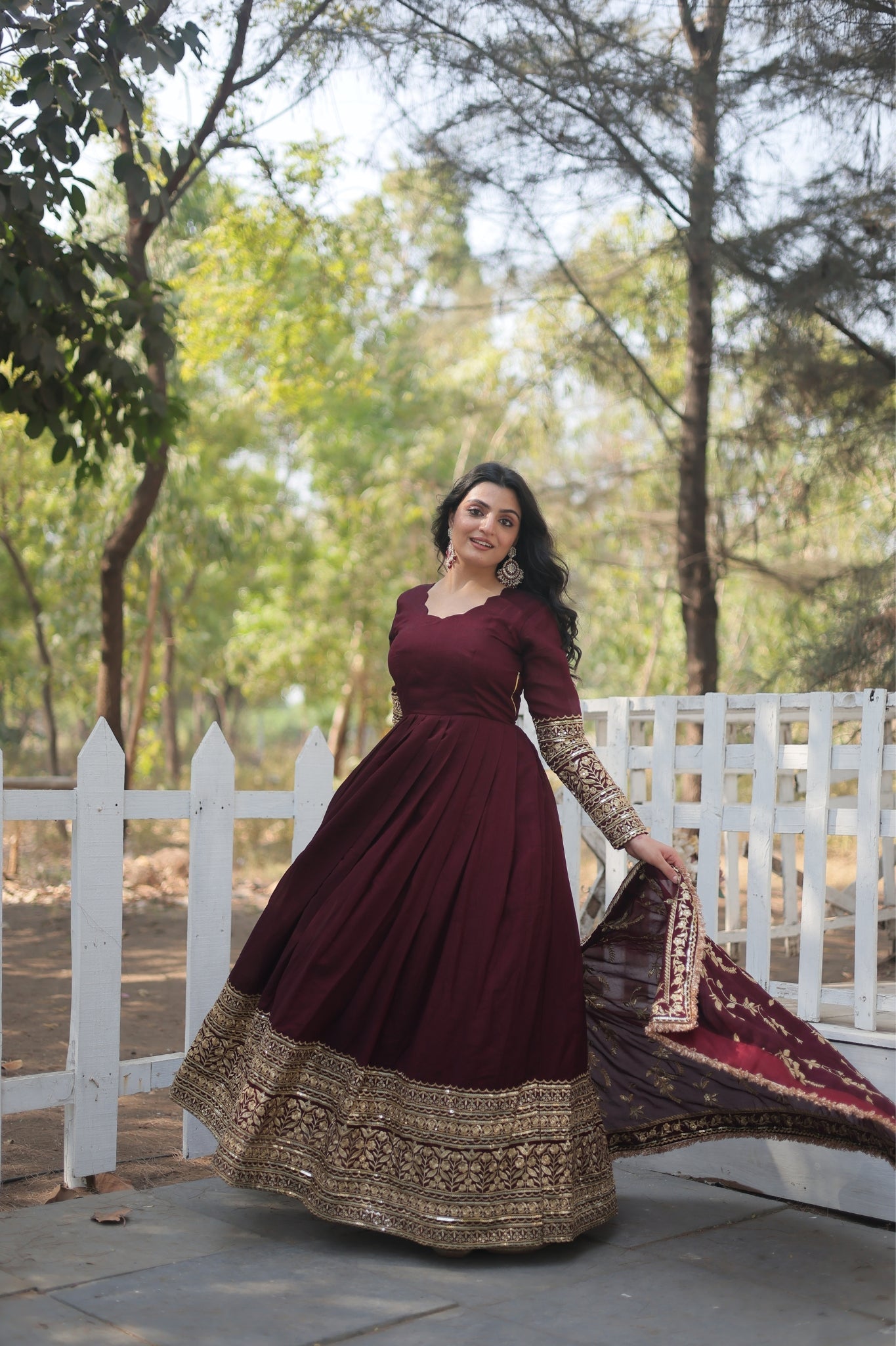 Dark Maroon Stunning Sequins Embroidered Anarkali Set