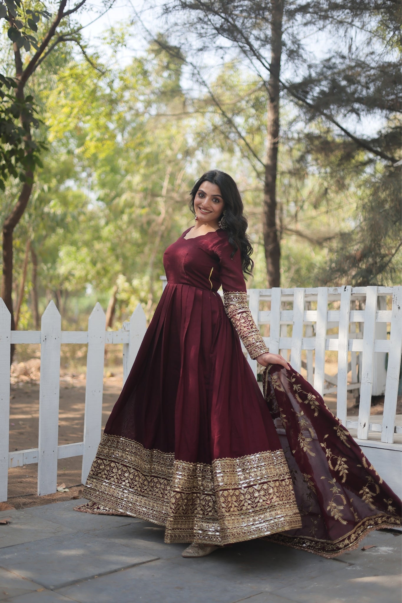 Dark Maroon Stunning Sequins Embroidered Anarkali Set