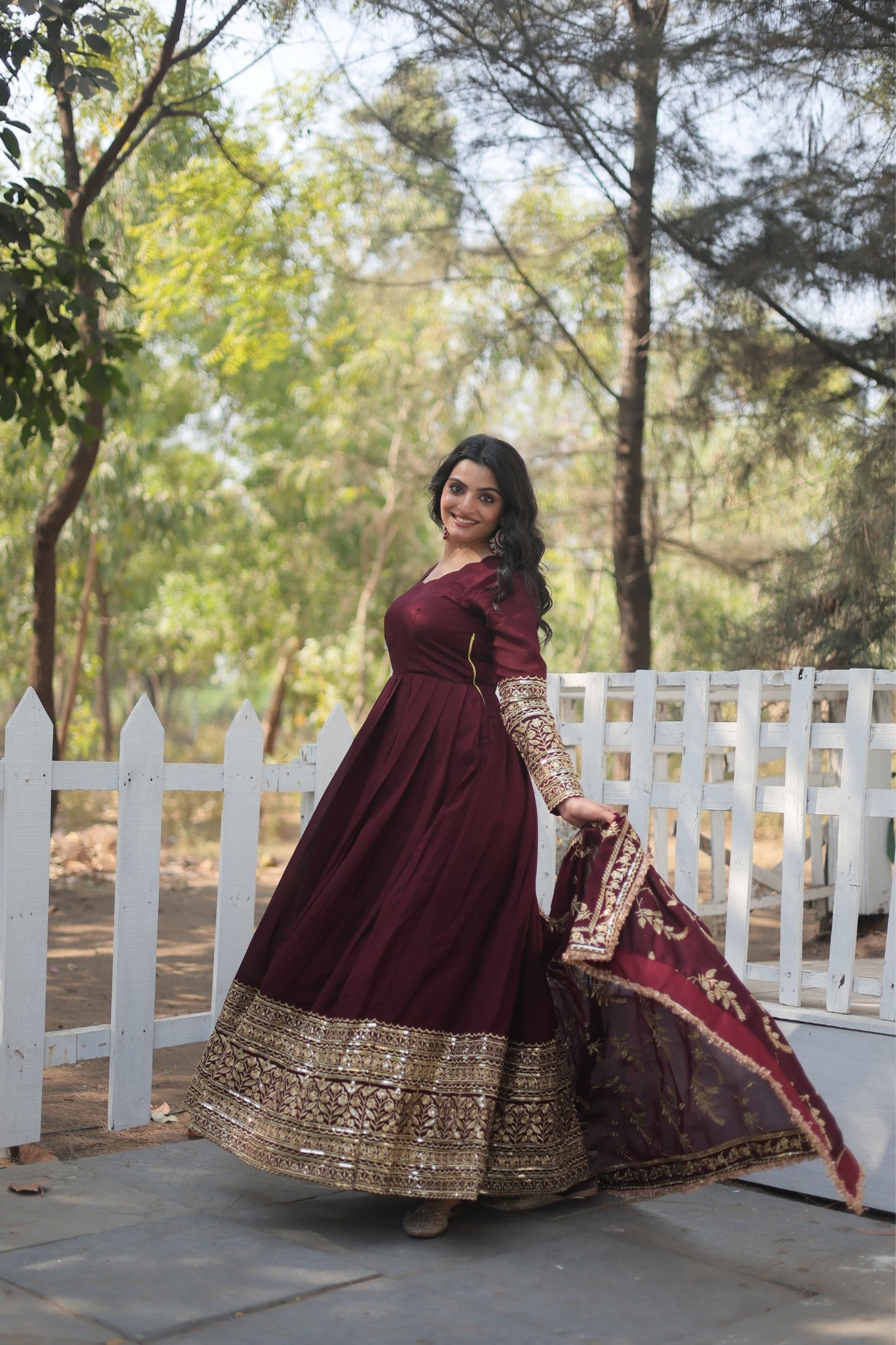 Dark Maroon Stunning Sequins Embroidered Anarkali Set