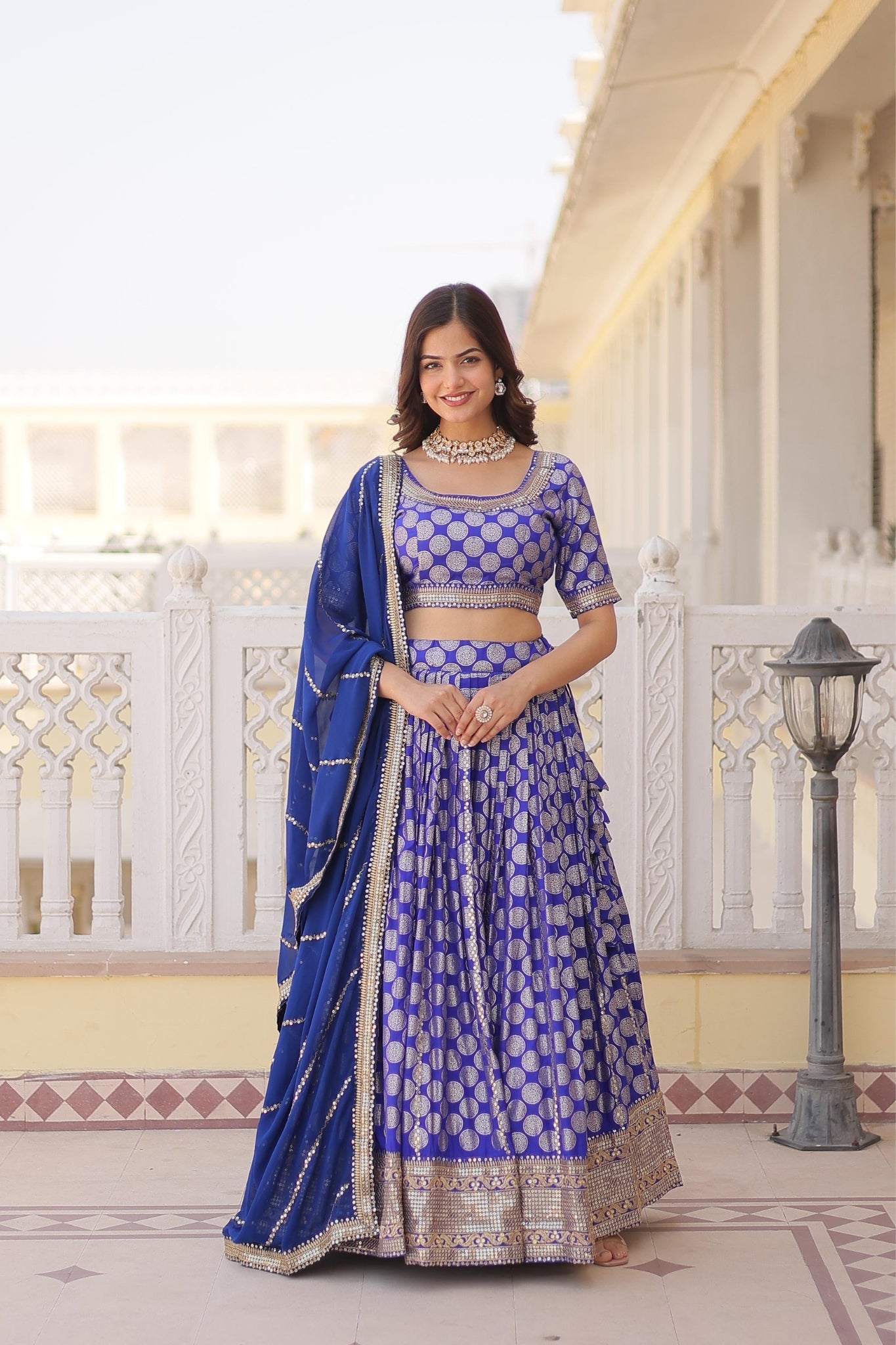 Pure Viscose Jacquard With  Embroidered Lehenga Choli For Women