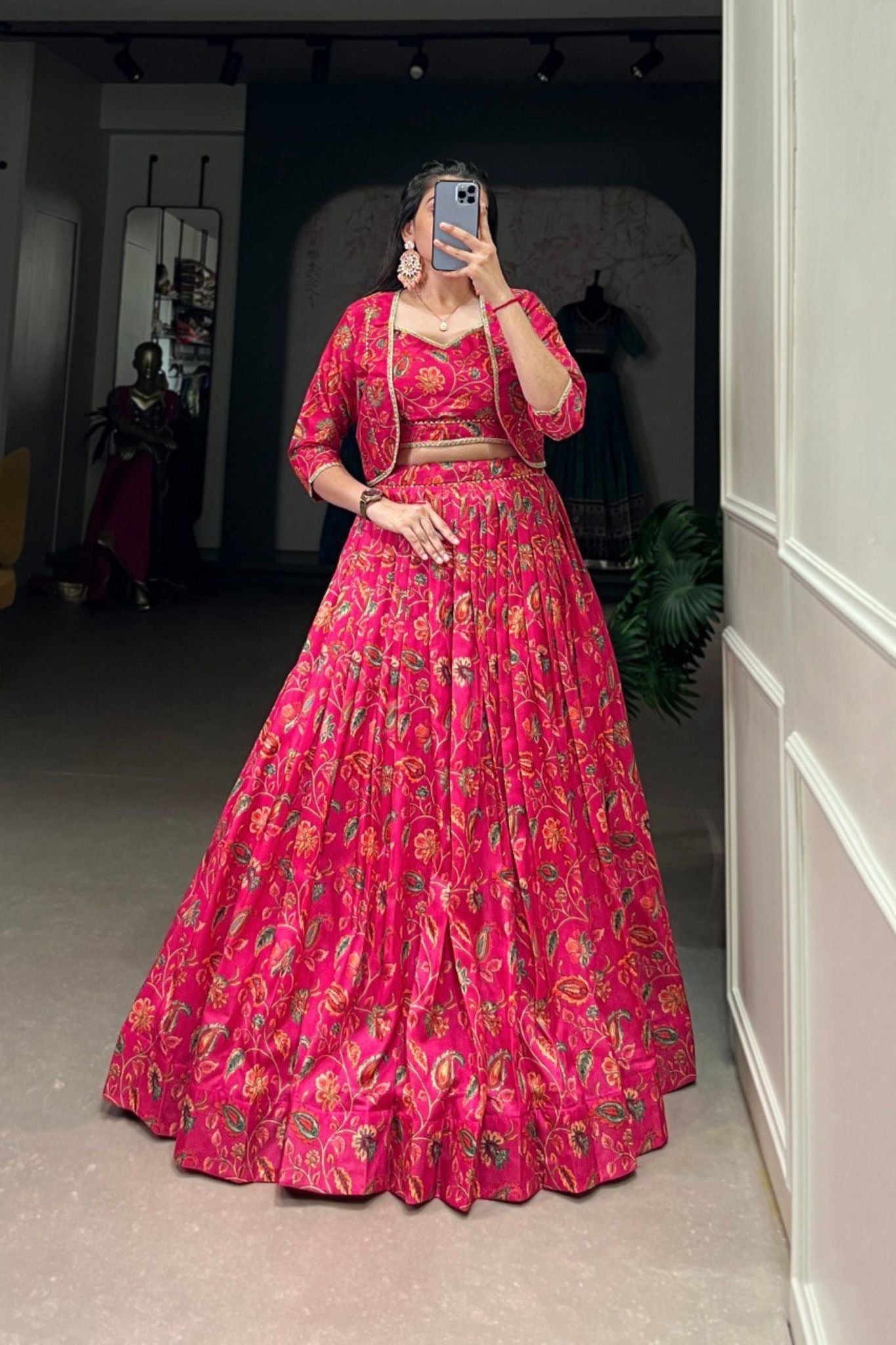 Embrace Printed Pink Elegance Wedding Lehenga