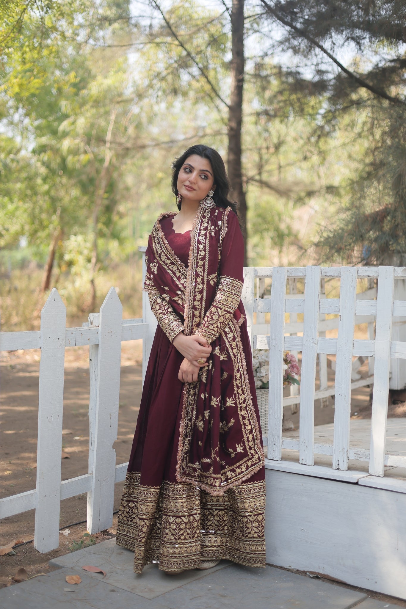 Dark Maroon Stunning Sequins Embroidered Anarkali Set