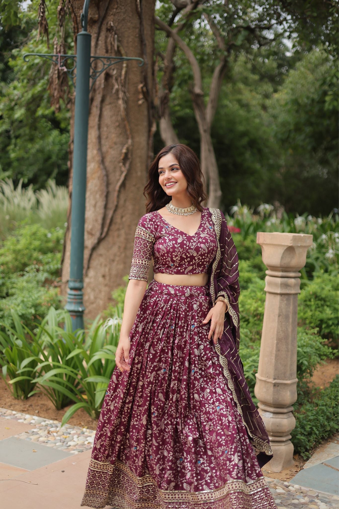 Wedding Special Pure Viscose Jacquard Sequins Embroidered Lehenga Choli