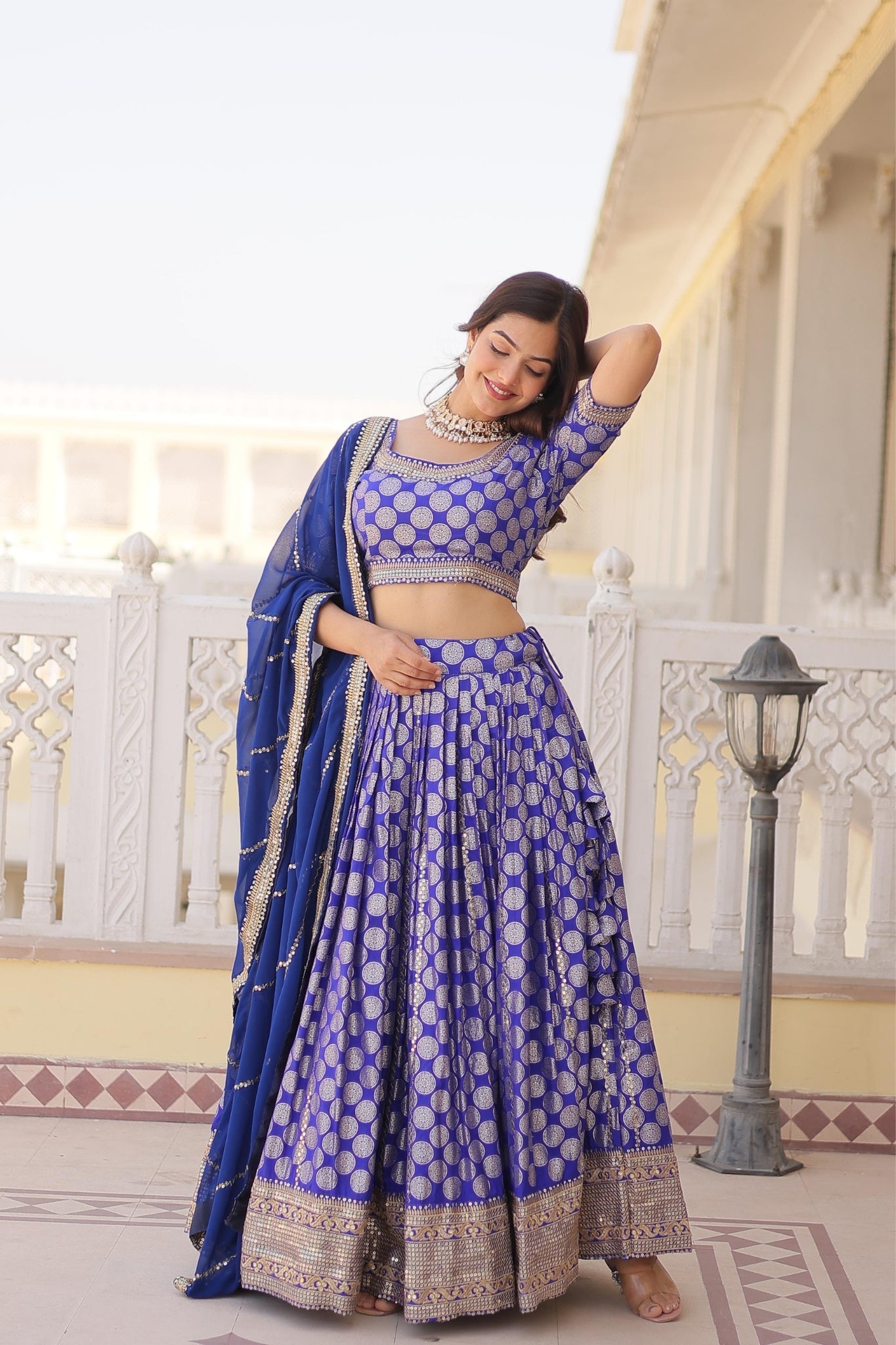 Pure Viscose Jacquard With  Embroidered Lehenga Choli For Women