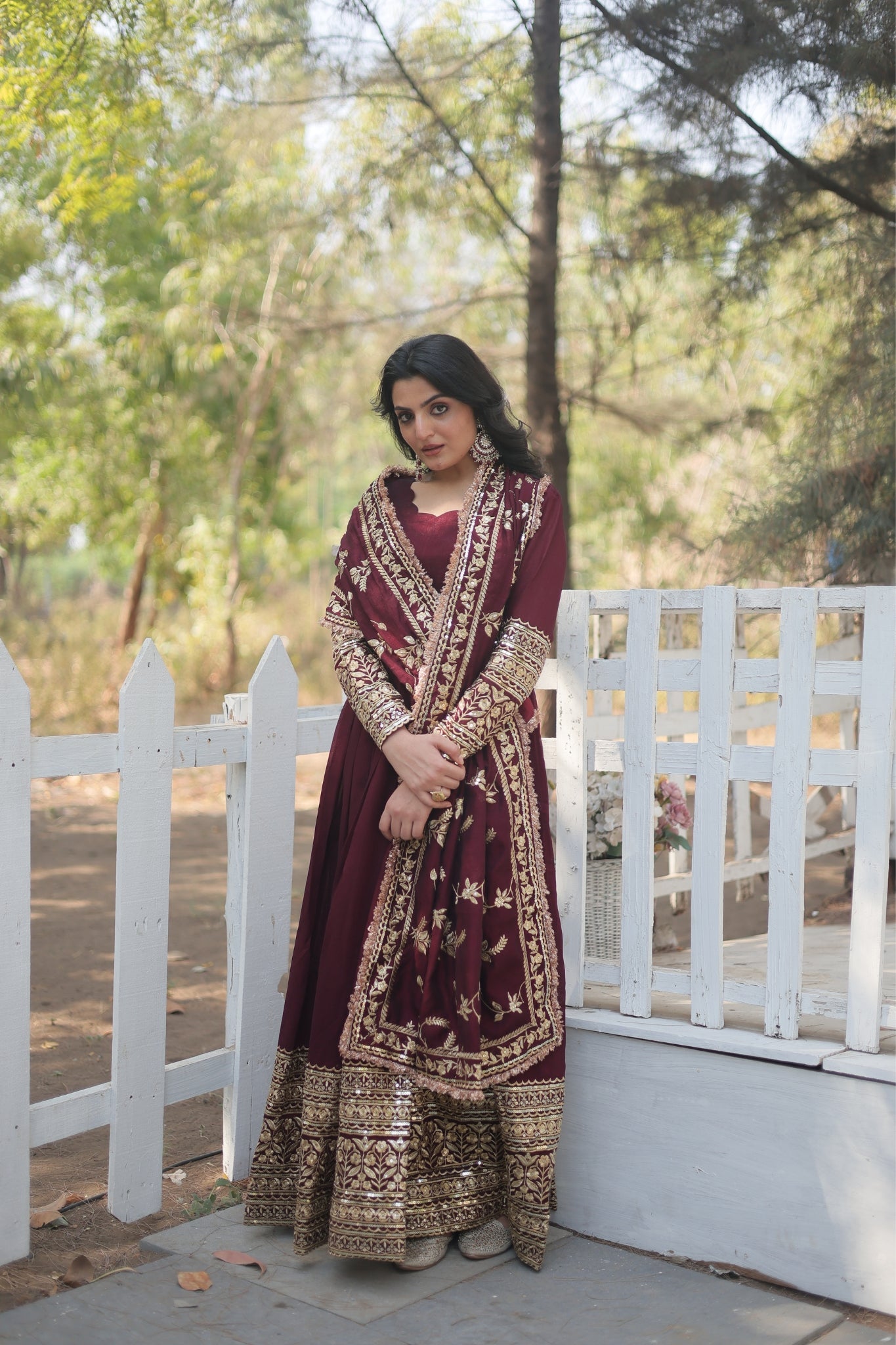 Dark Maroon Stunning Sequins Embroidered Anarkali Set