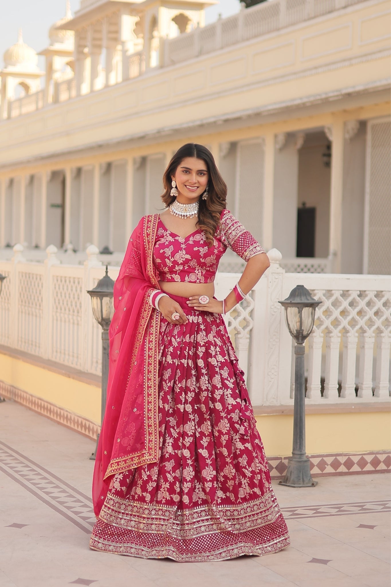 Pure Viscose Stylish Designer Jacquard Lehenga Choli