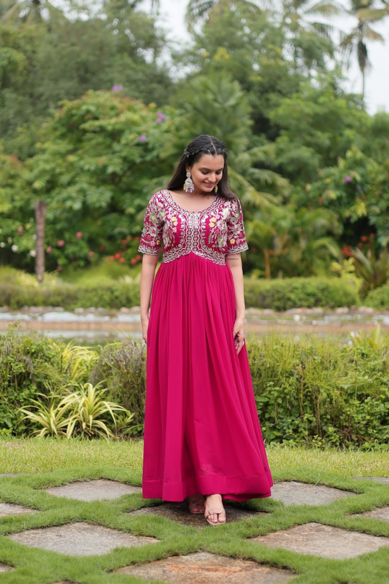 Embroidery Zari Sequins Work Designer Gown