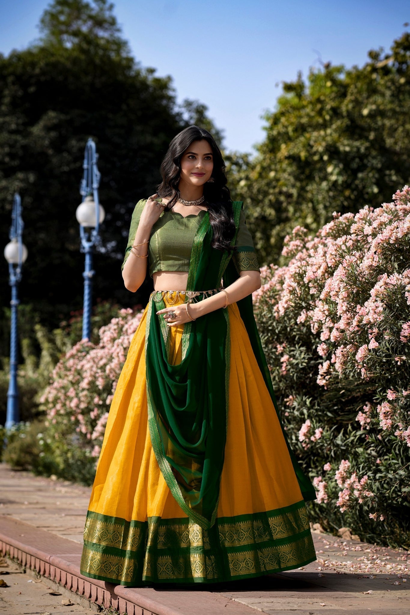 South Style Kanchipuram Silk Lehenga Choli