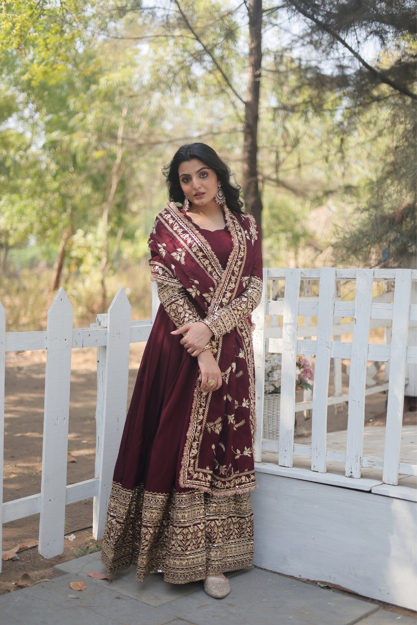 Dark Maroon Stunning Sequins Embroidered Anarkali Set