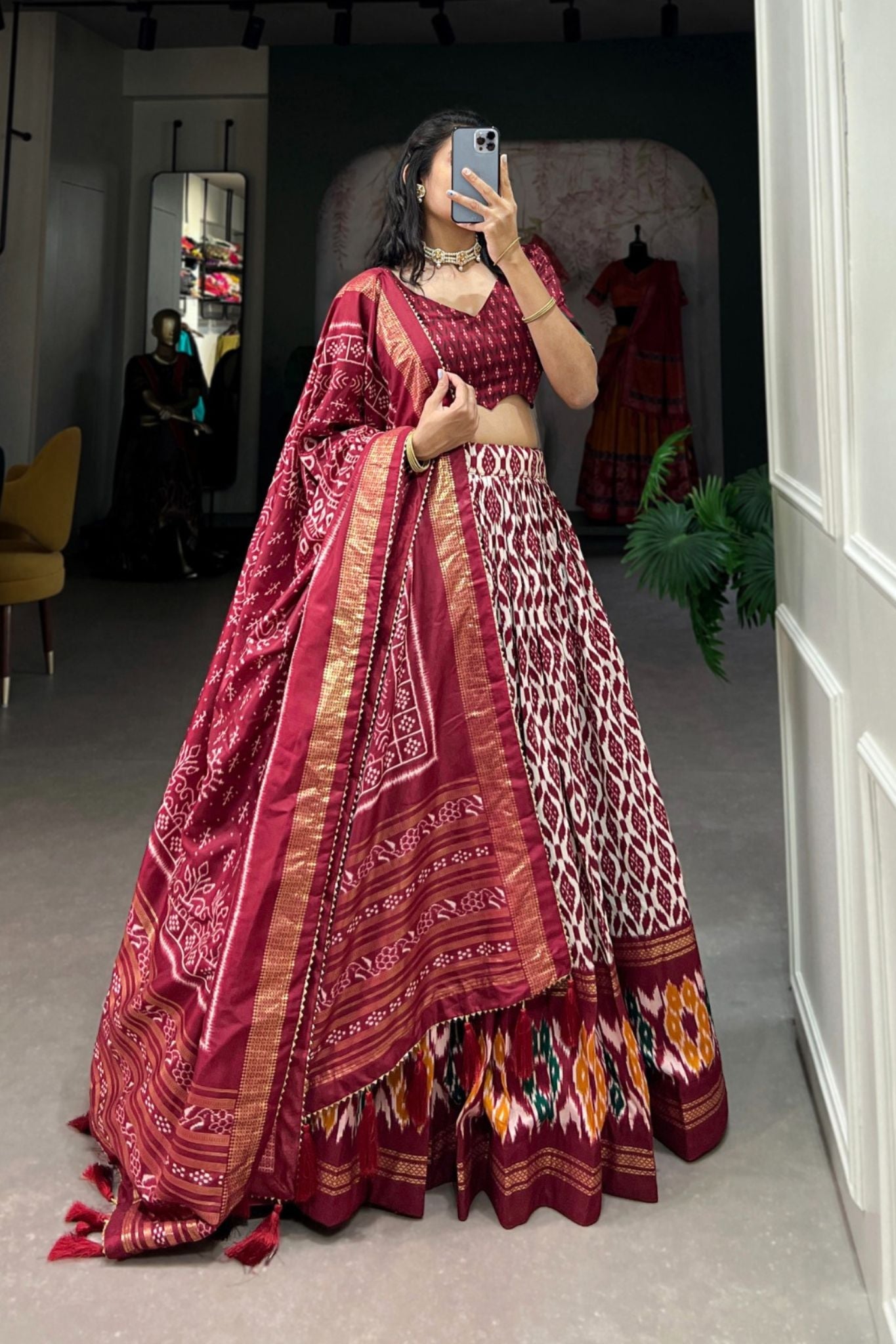 Beautiful Printed Foil Work Lehenga Choli