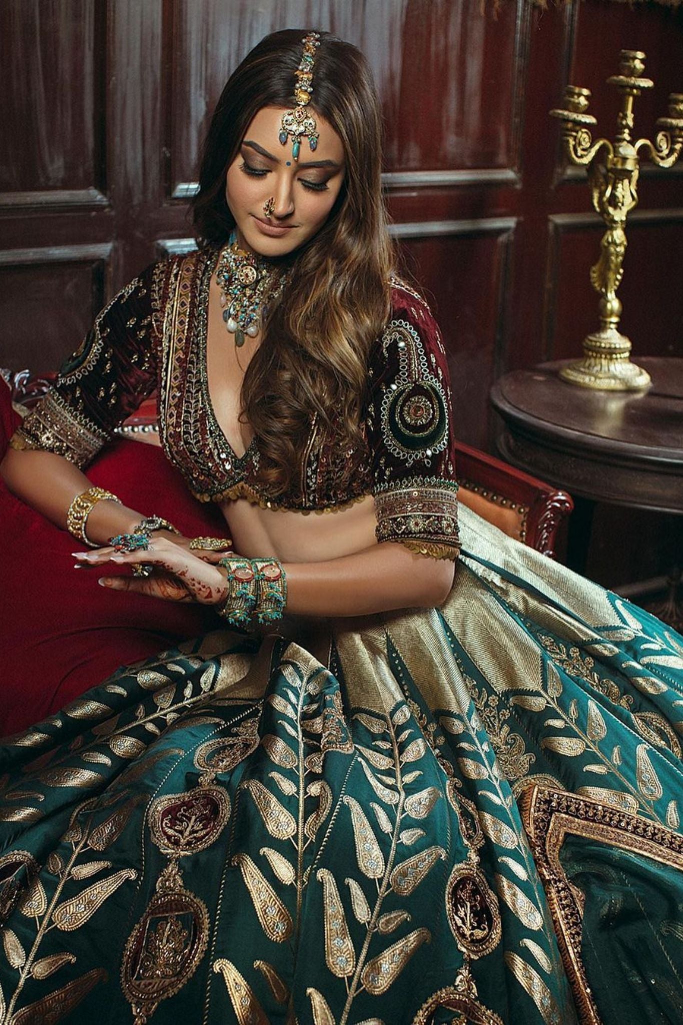 Designer Mulmul silk Embroidery Bridal Lehenga Choli