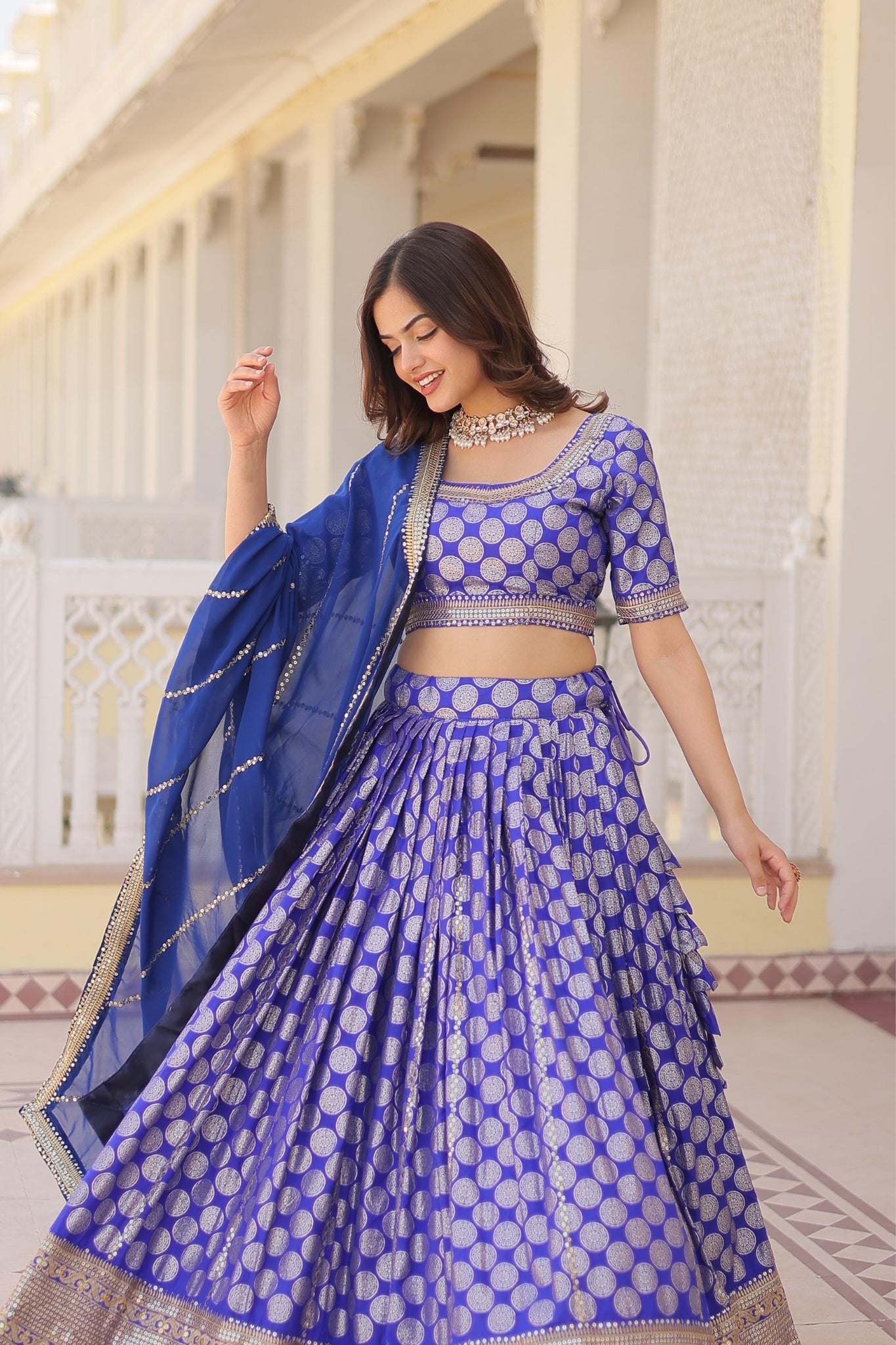 Pure Viscose Jacquard With  Embroidered Lehenga Choli For Women