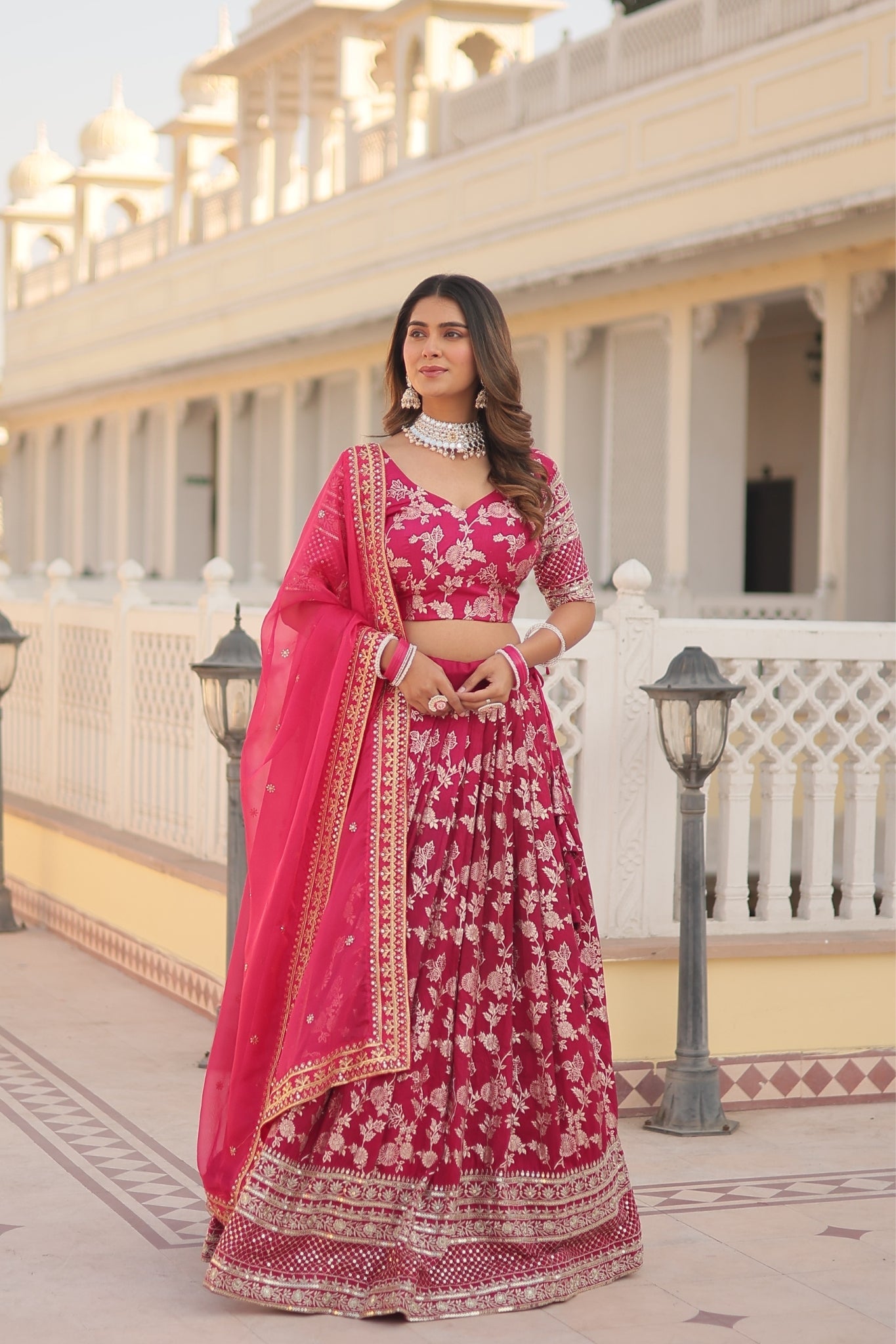 Pure Viscose Stylish Designer Jacquard Lehenga Choli