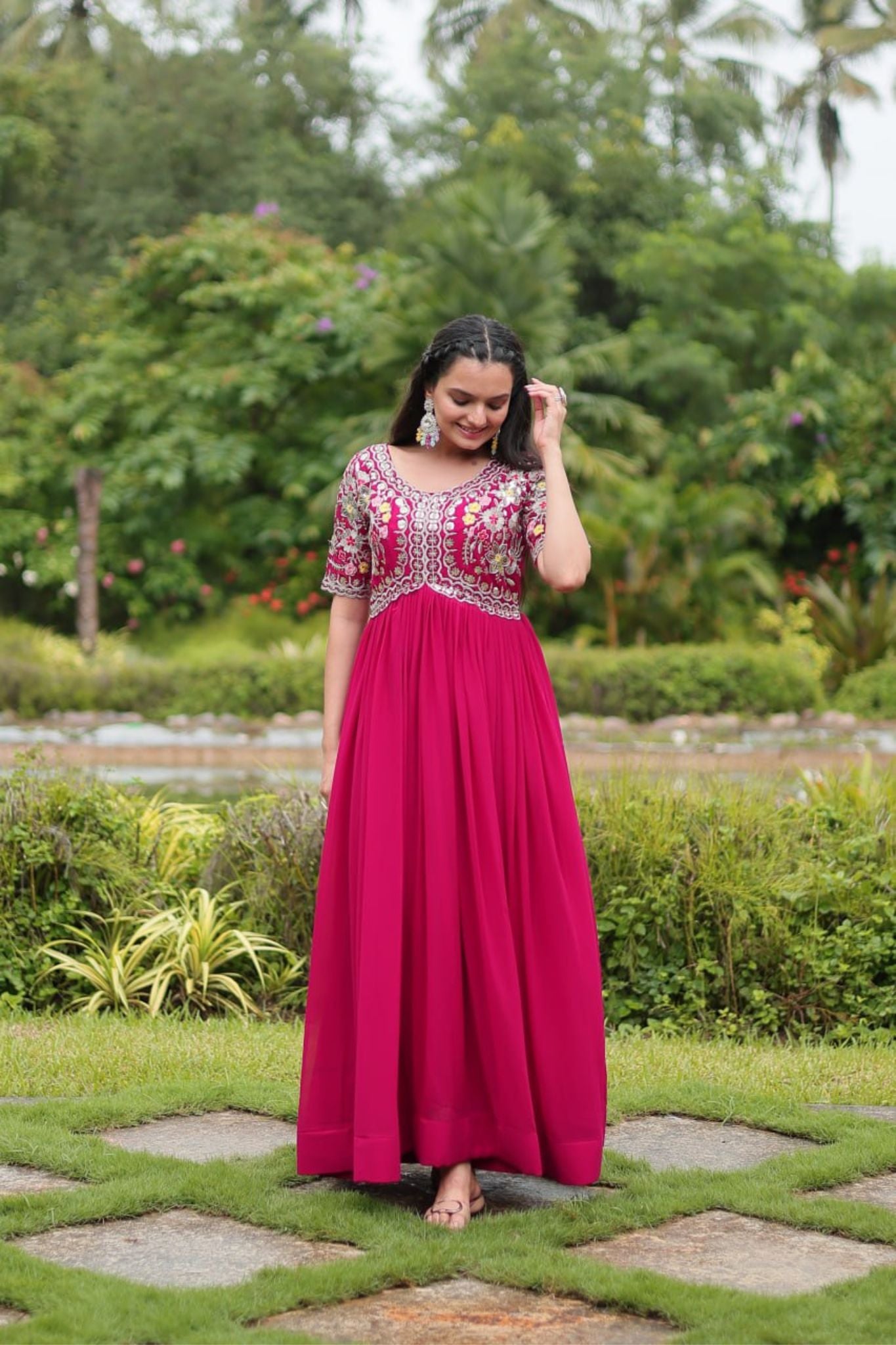 Embroidery Zari Sequins Work Designer Gown