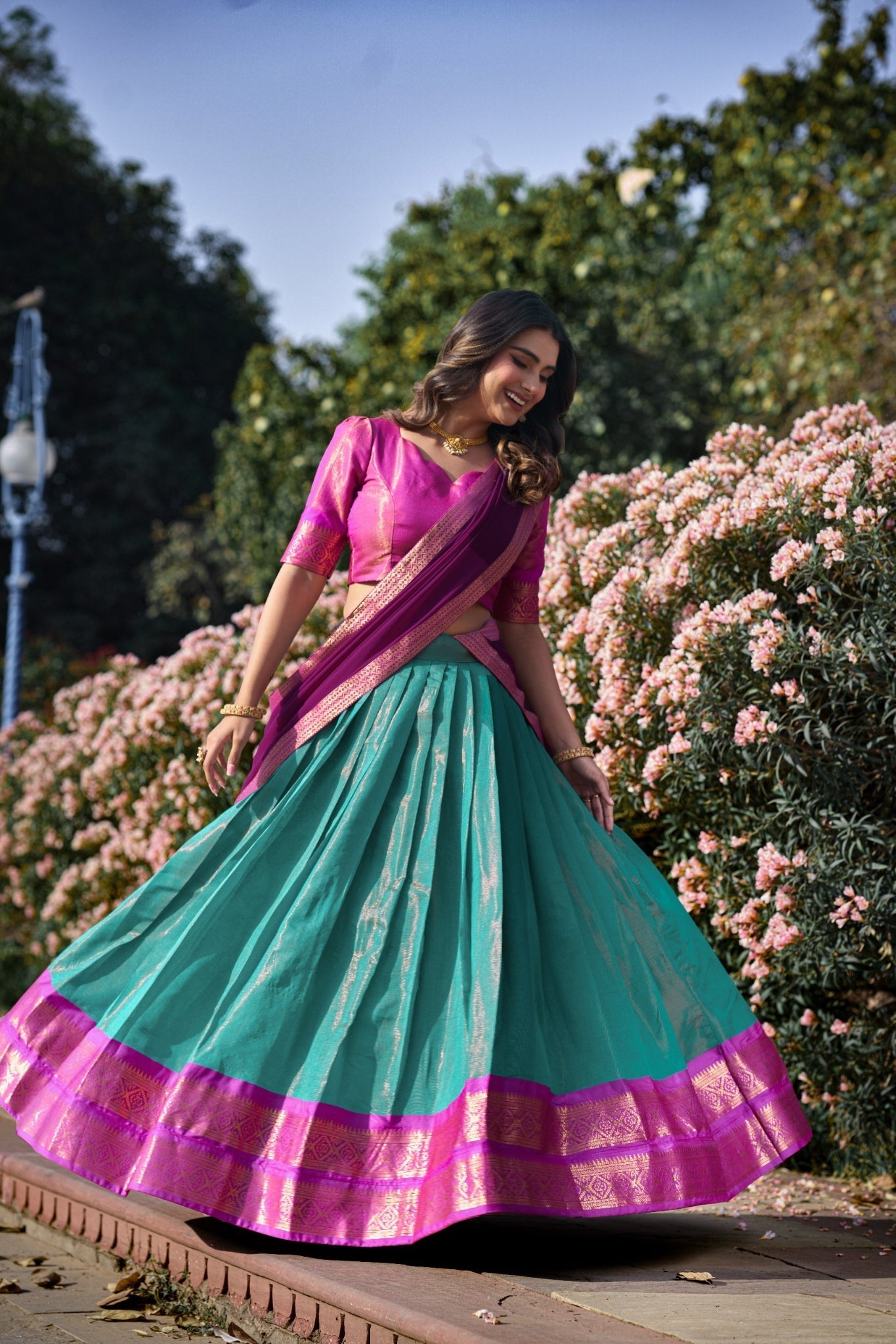 South Style Kanchipuram Silk Lehenga Choli