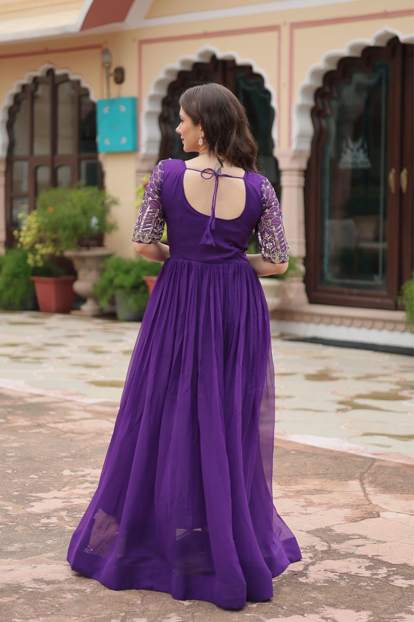 Luxurious Faux Blooming Gown with Zari & Sequin Embroidery