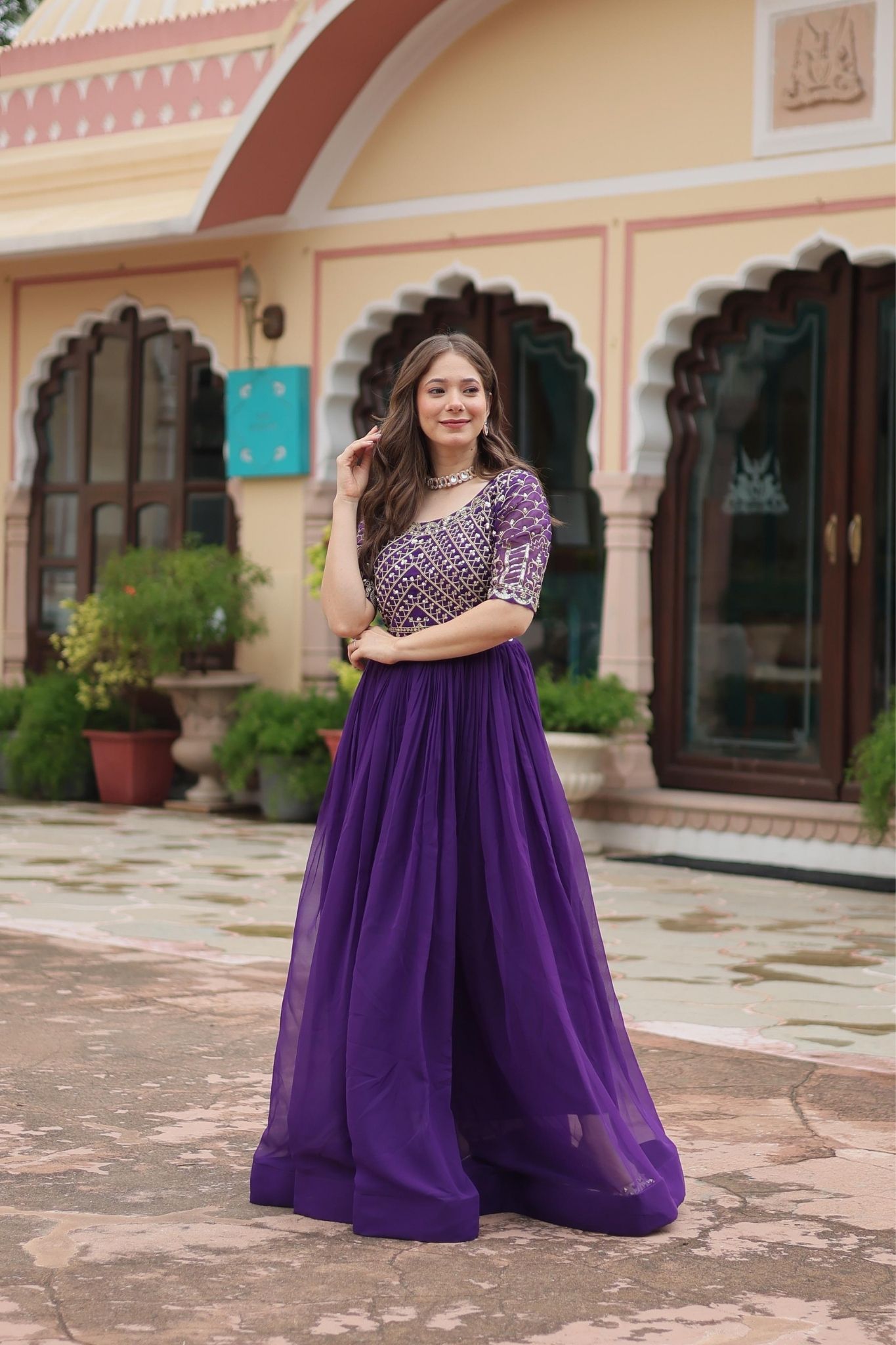 Luxurious Faux Blooming Gown with Zari & Sequin Embroidery