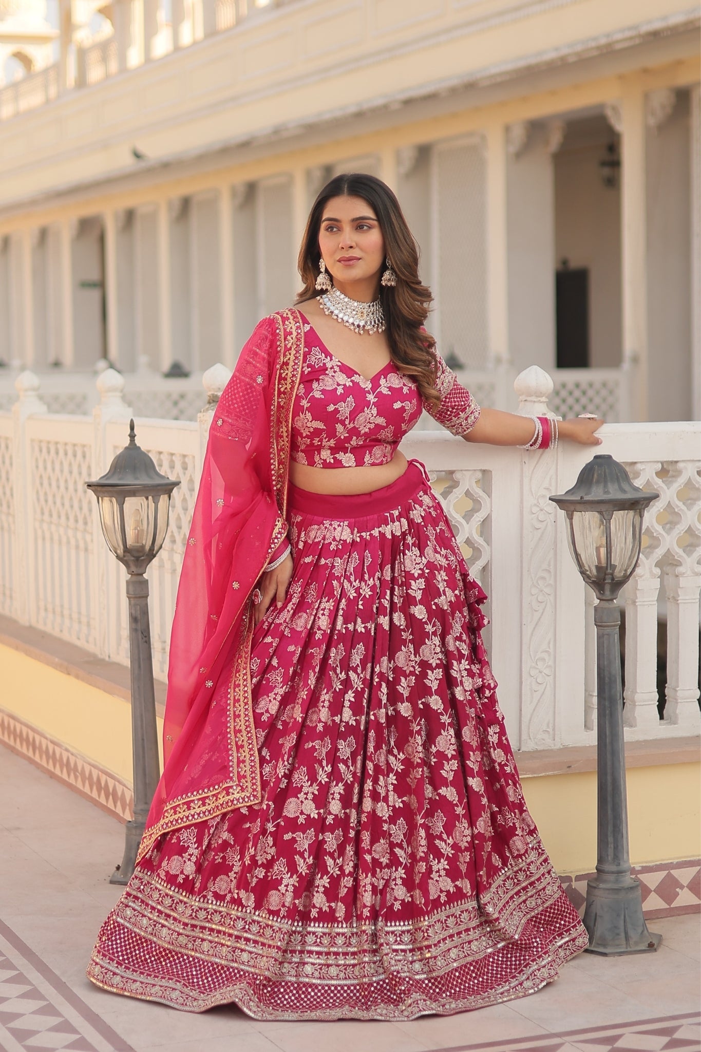 Pure Viscose Stylish Designer Jacquard Lehenga Choli