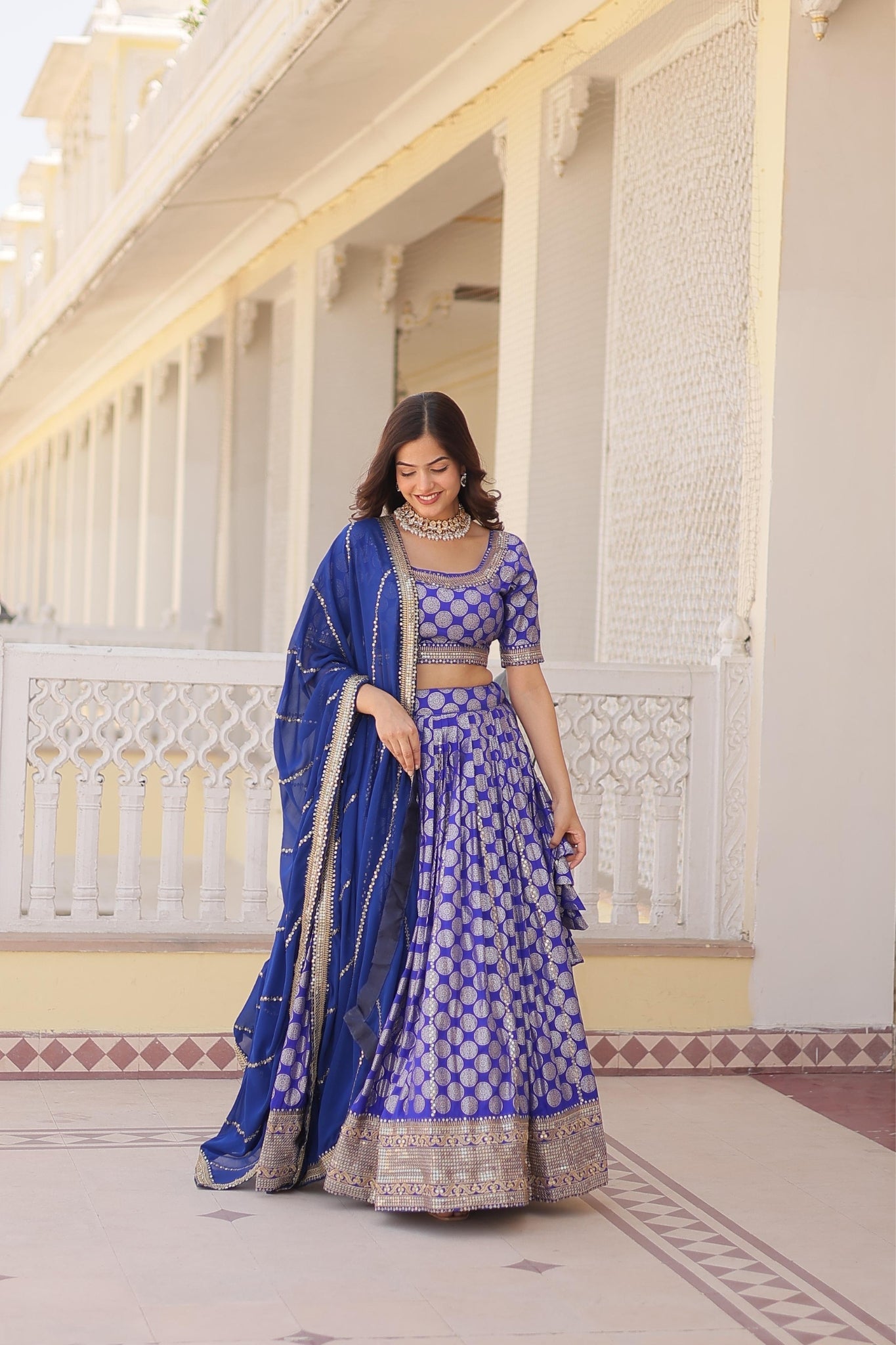 Pure Viscose Jacquard With  Embroidered Lehenga Choli For Women